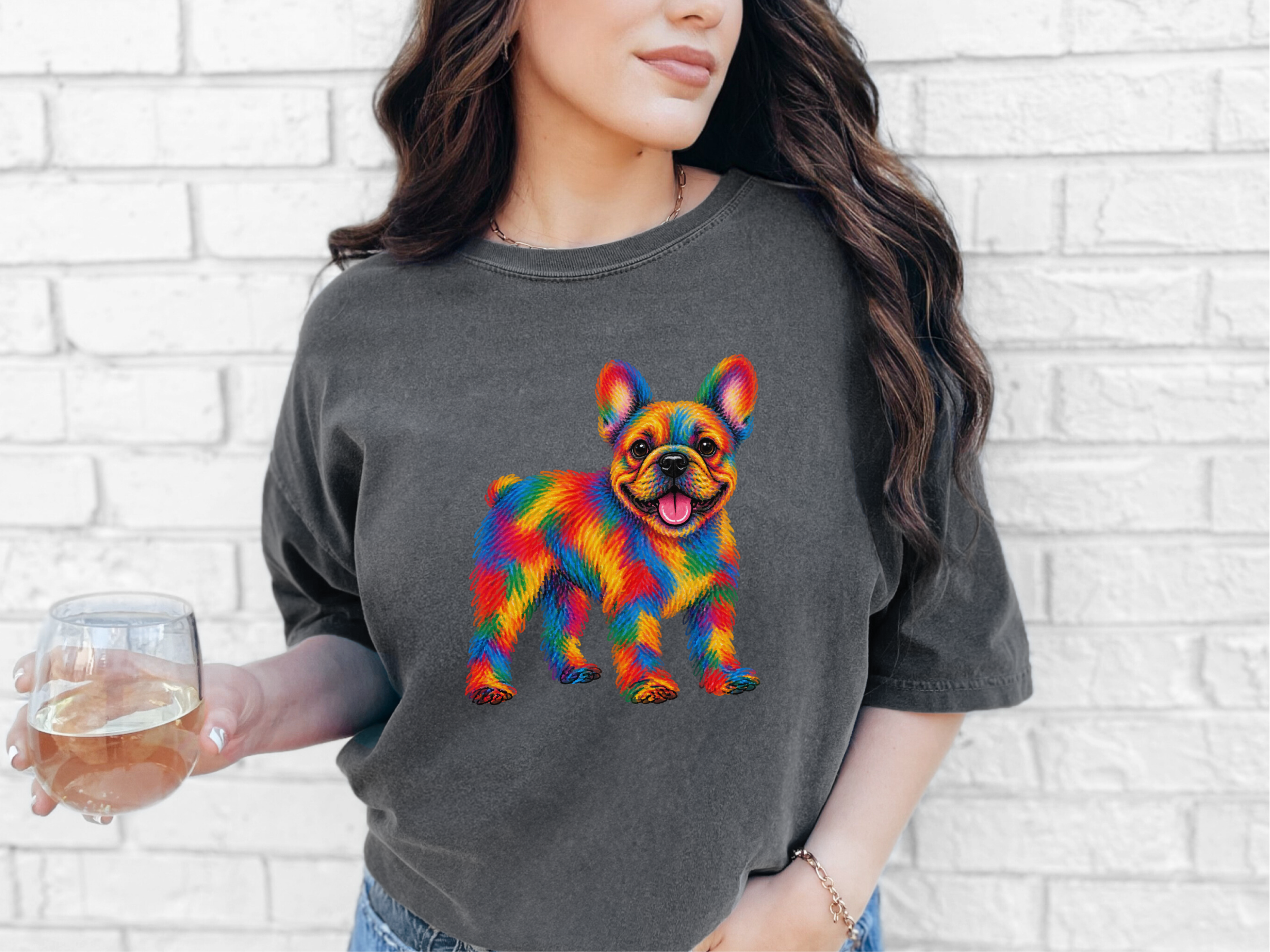 Rainbow Scribble French Bulldog doodle dog shirt - photo 6