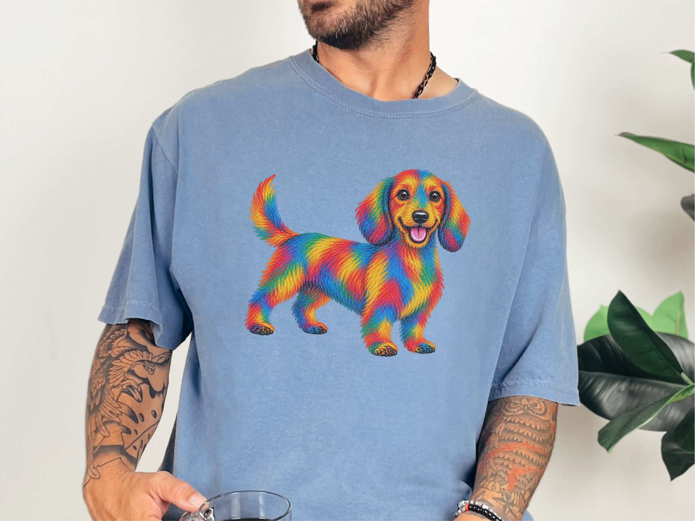 Rainbow Dachshund Colorful Dog Art doodle dog shirt - photo 7