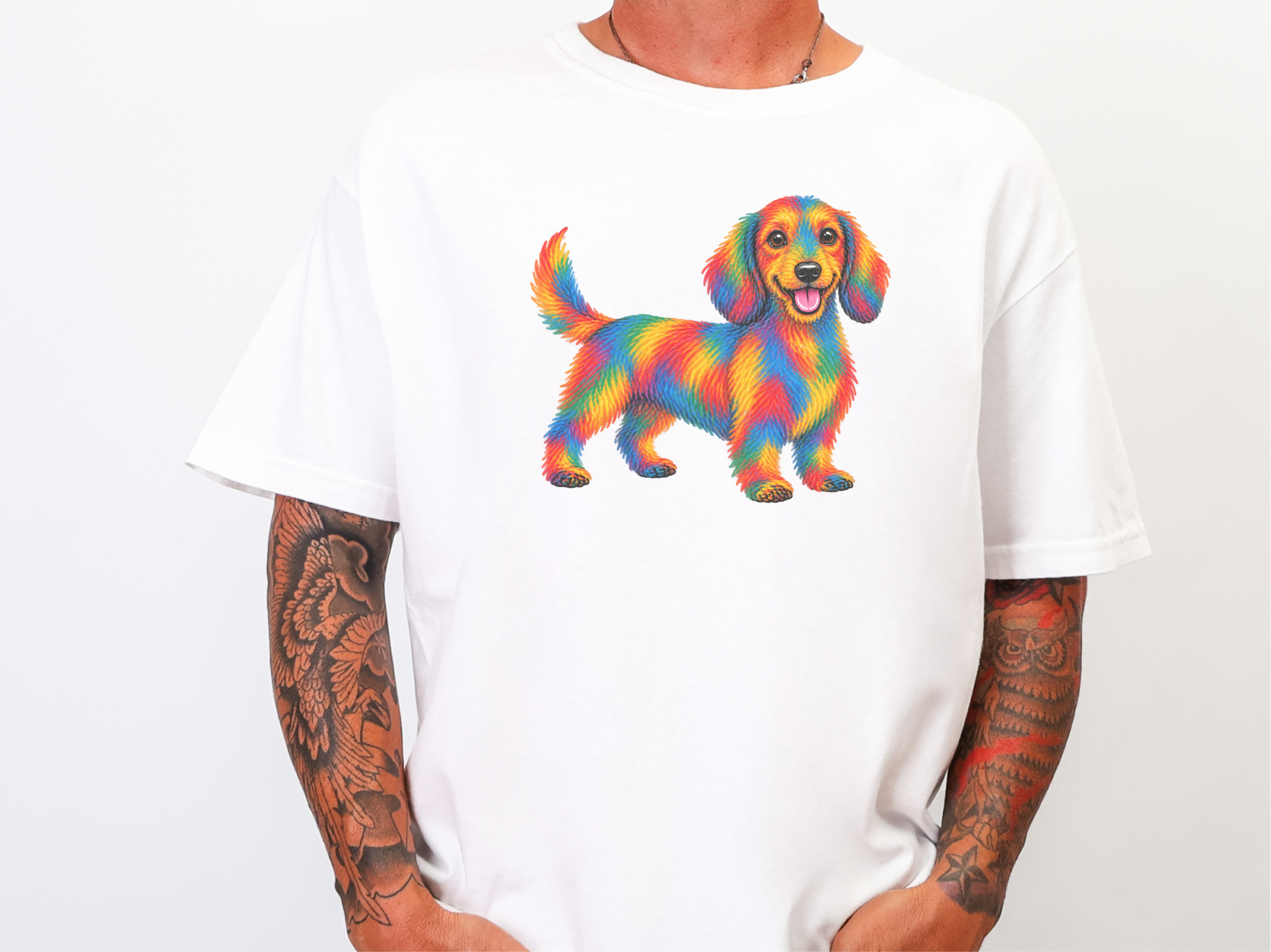 Rainbow Dachshund Colorful Dog Art doodle dog shirt - photo 1