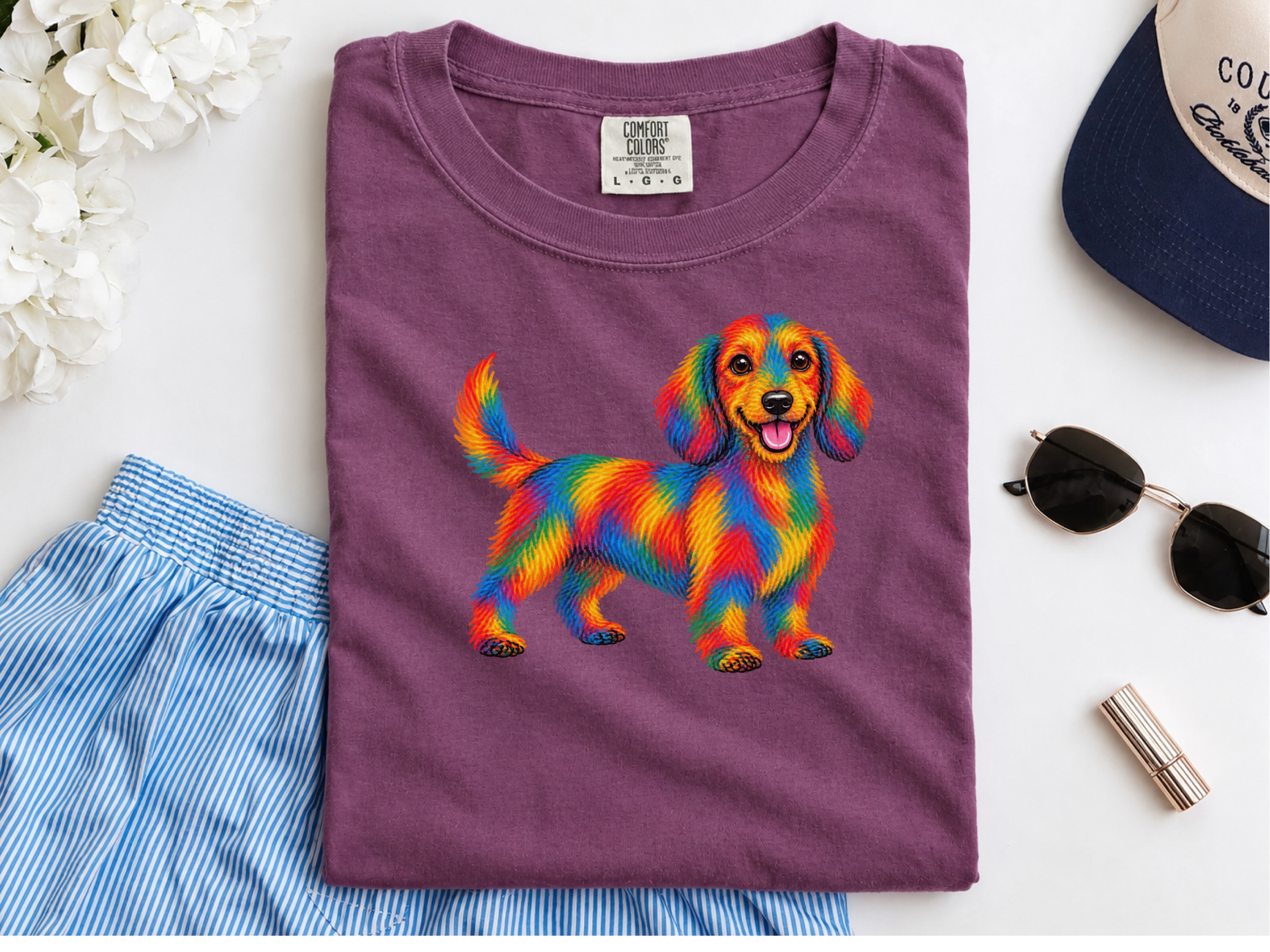Rainbow Dachshund Colorful Dog Art doodle dog shirt - photo 6