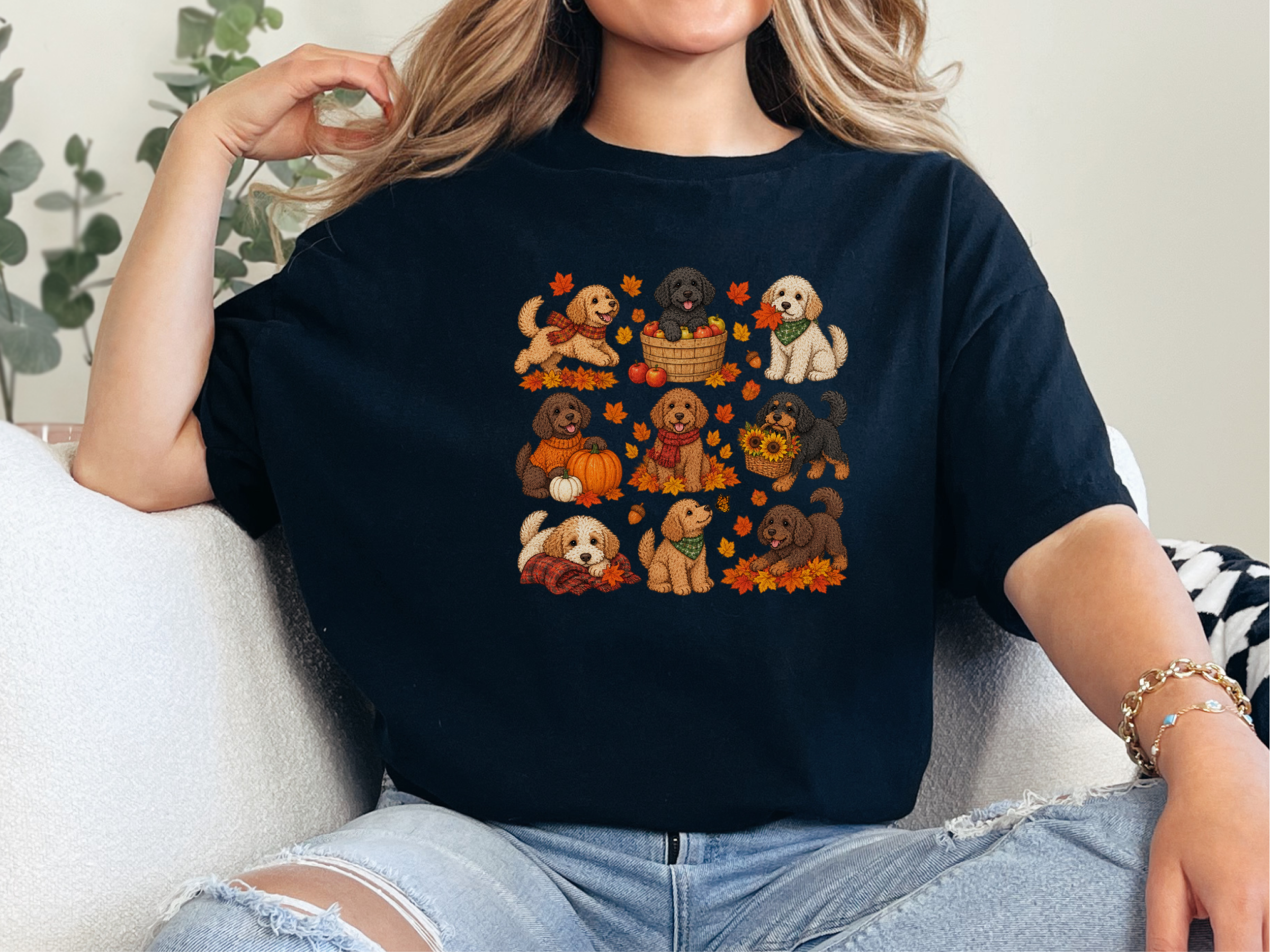 Colorful Cavapoo Fall Activities doodle dog shirt - photo 3