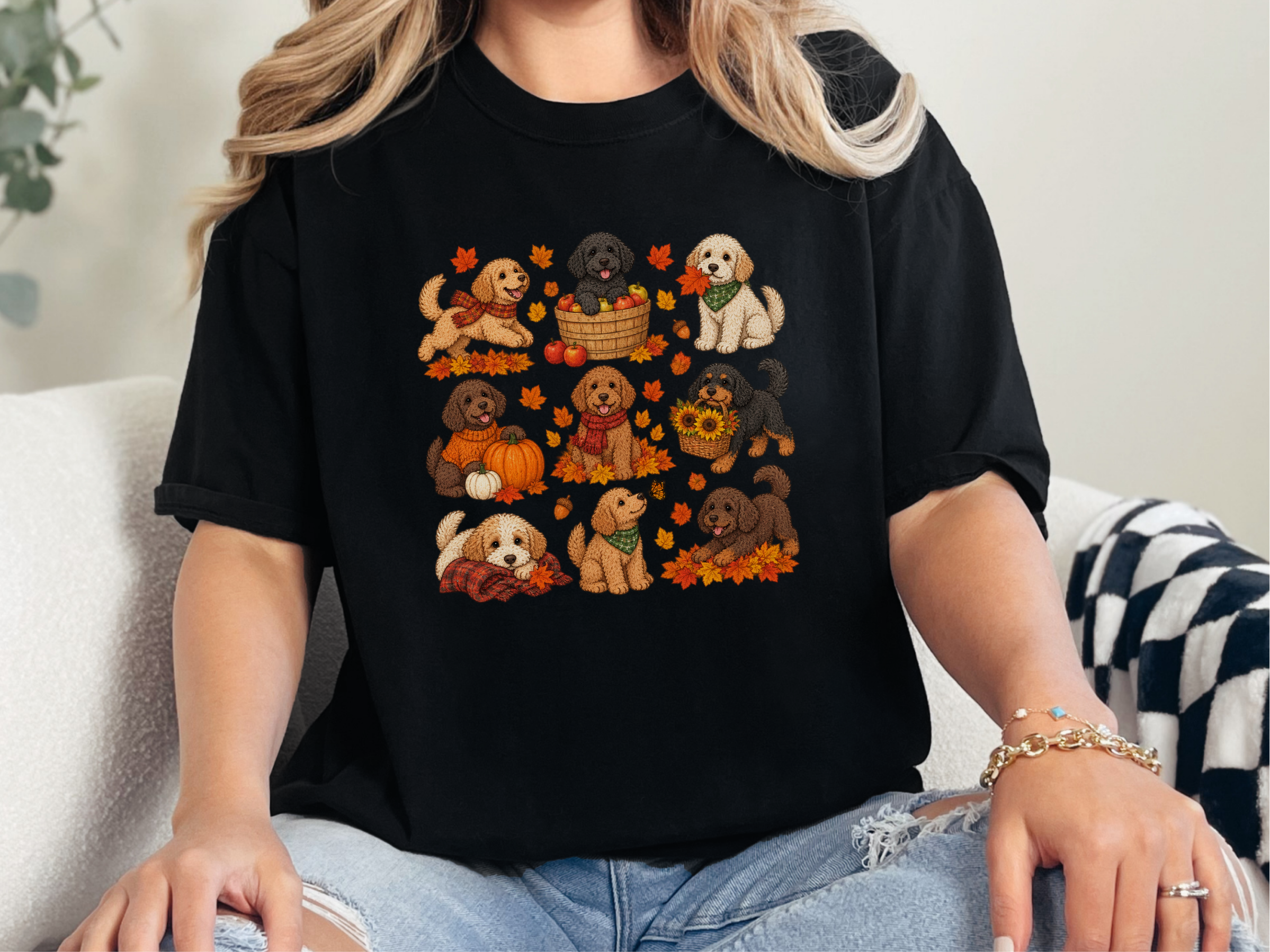 Colorful Cavapoo Fall Activities doodle dog shirt - photo 2