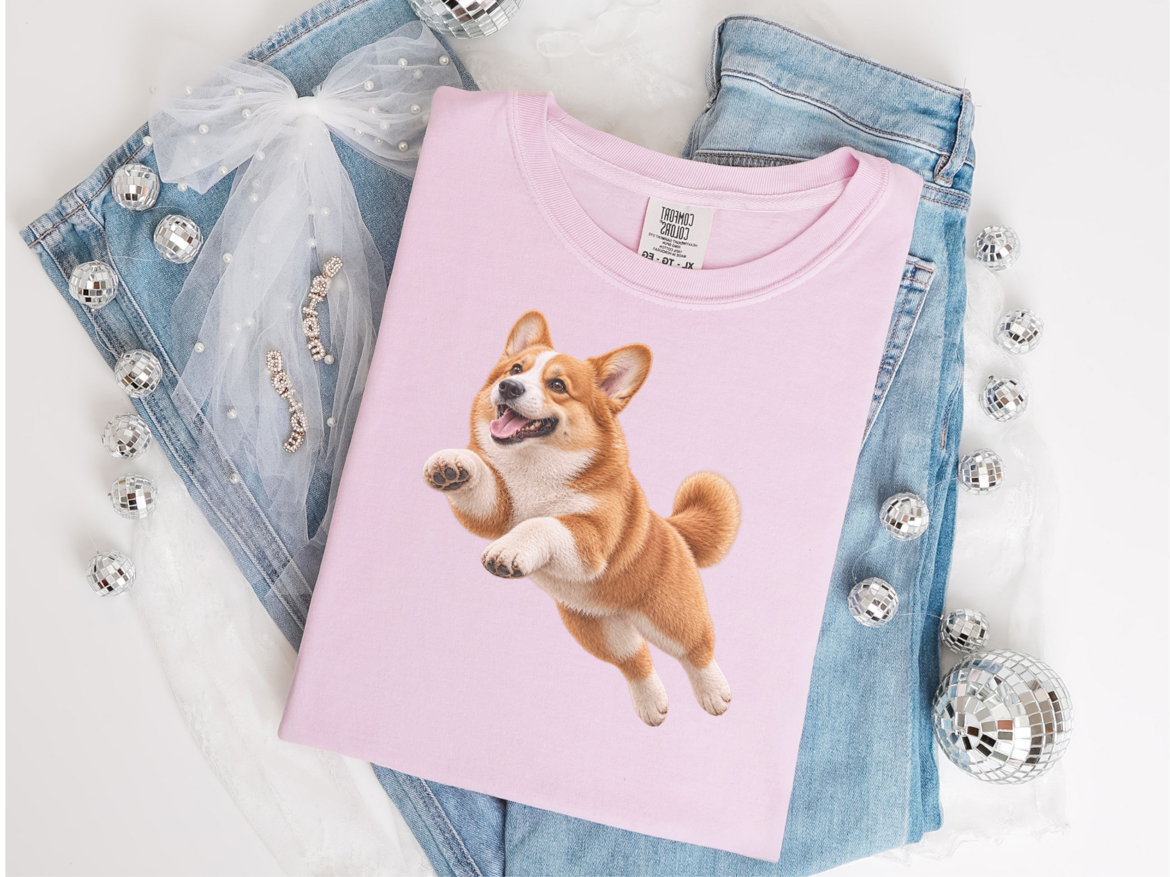 Playful Flying Corgi Dog doodle dog shirt - photo 6