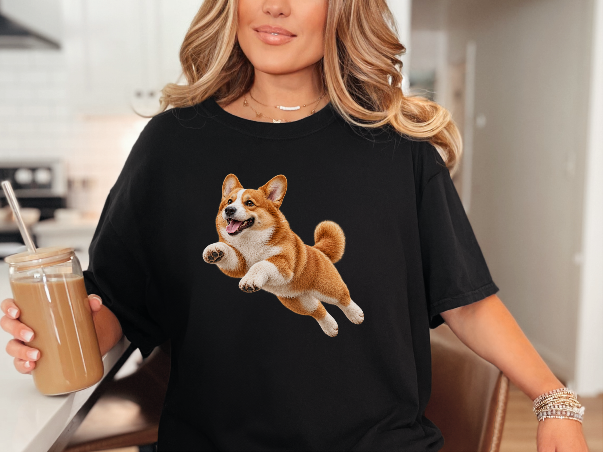 Playful Flying Corgi Dog doodle dog shirt - photo 4