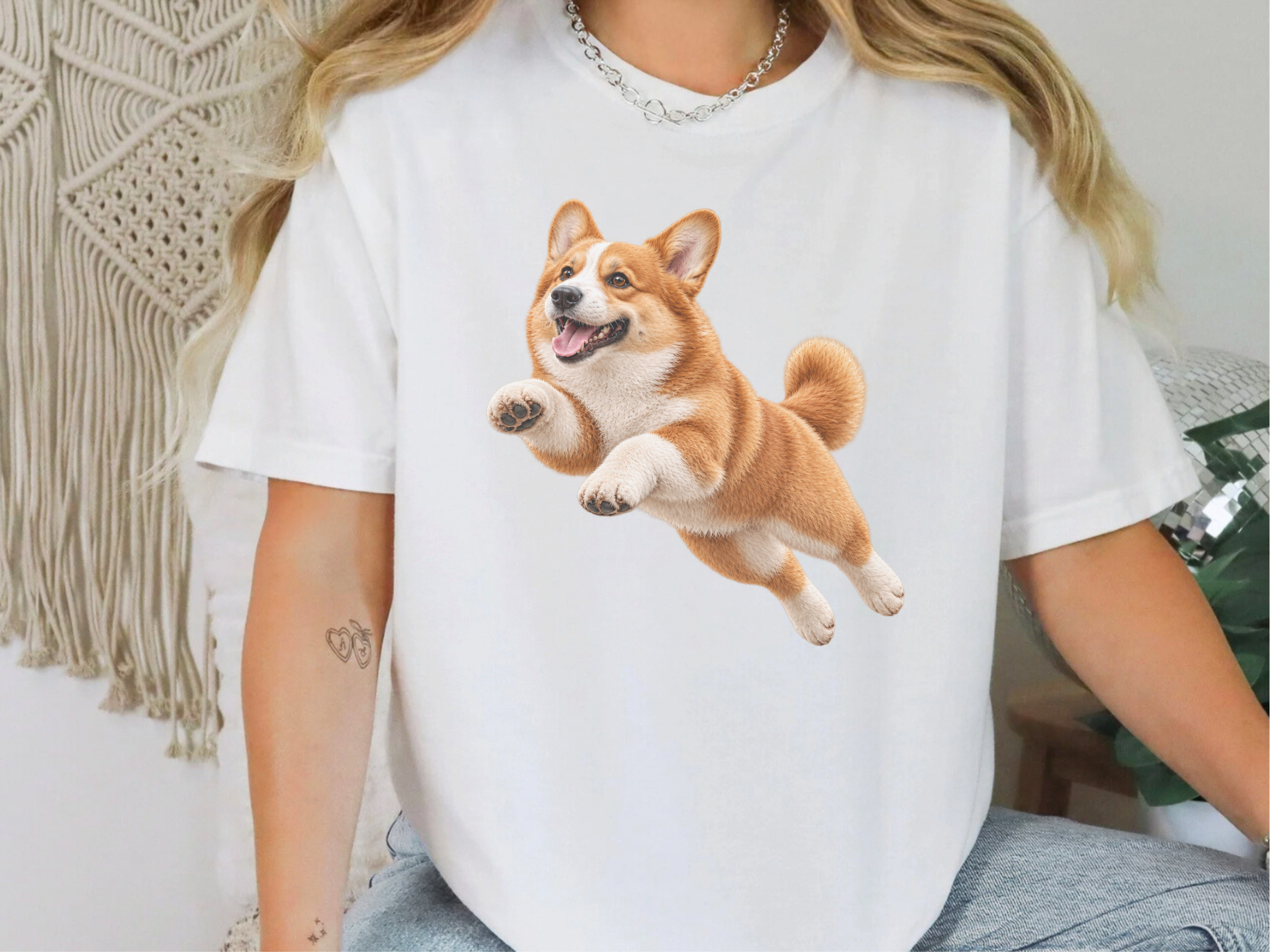 Playful Flying Corgi Dog doodle dog shirt - photo 1