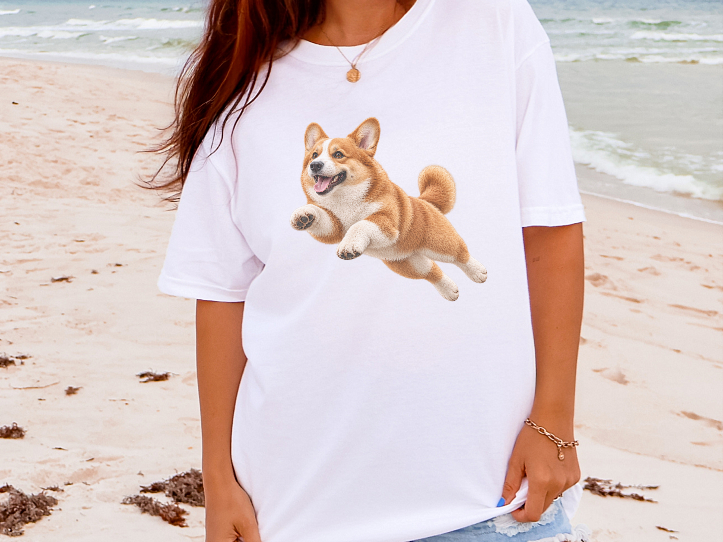 Playful Flying Corgi Dog doodle dog shirt - photo 2