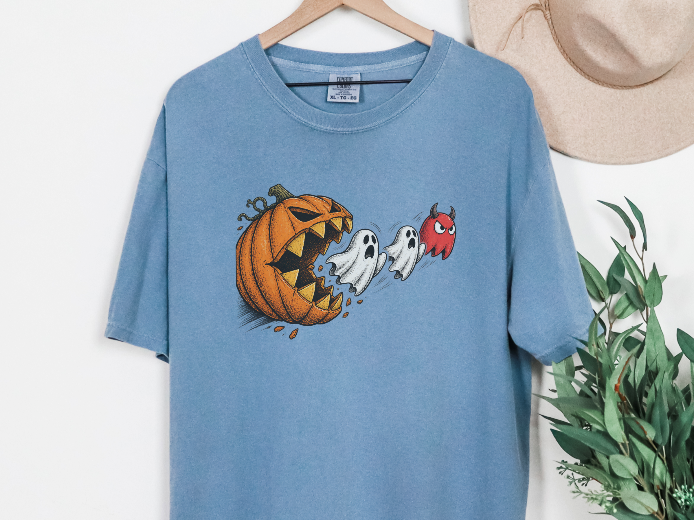 Pumpkin Eating Ghost Pacman Villain funny shirt - photo 7