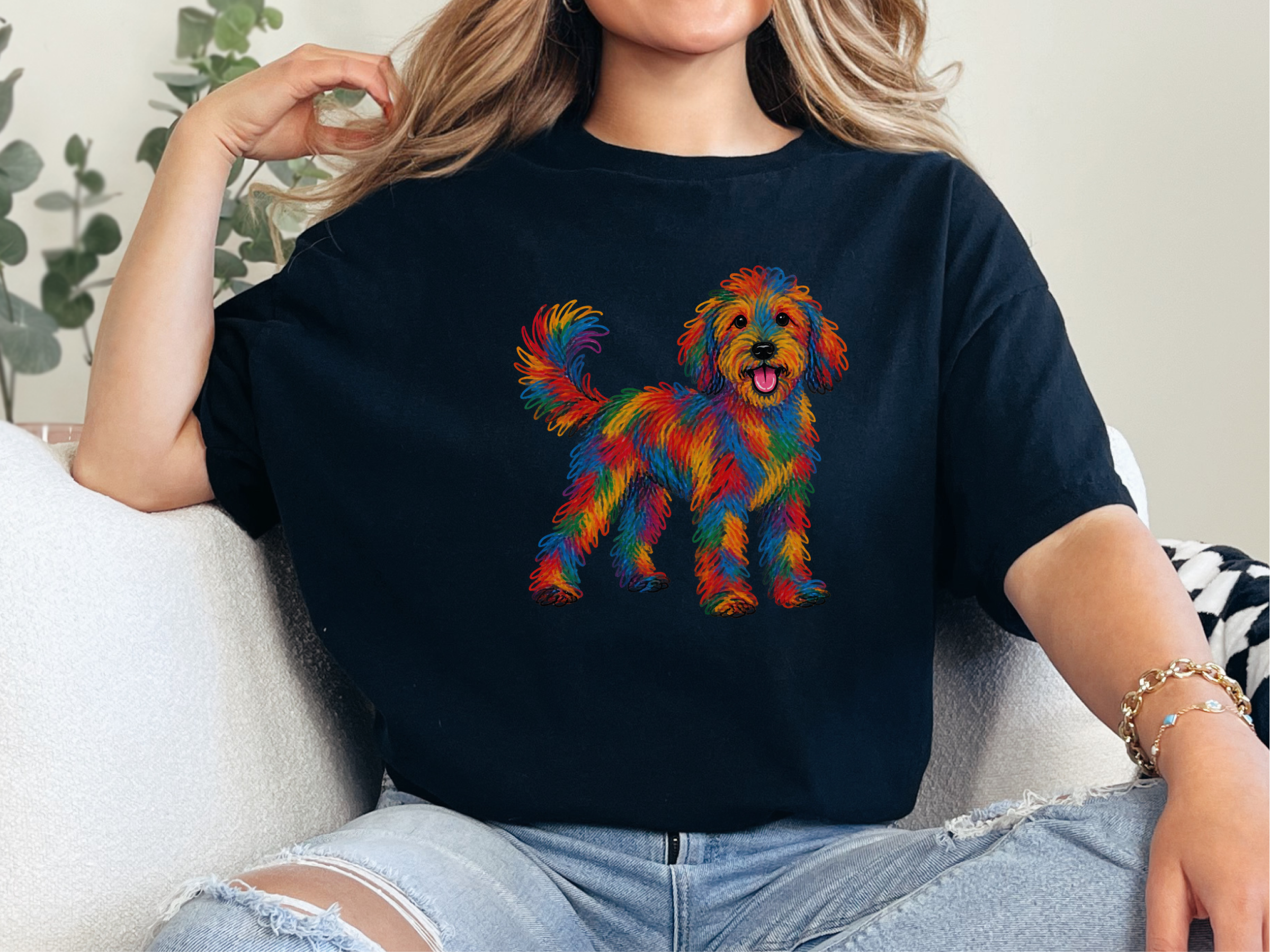 Rainbow Scribble Goldendoodle Dog doodle dog shirt - photo 4