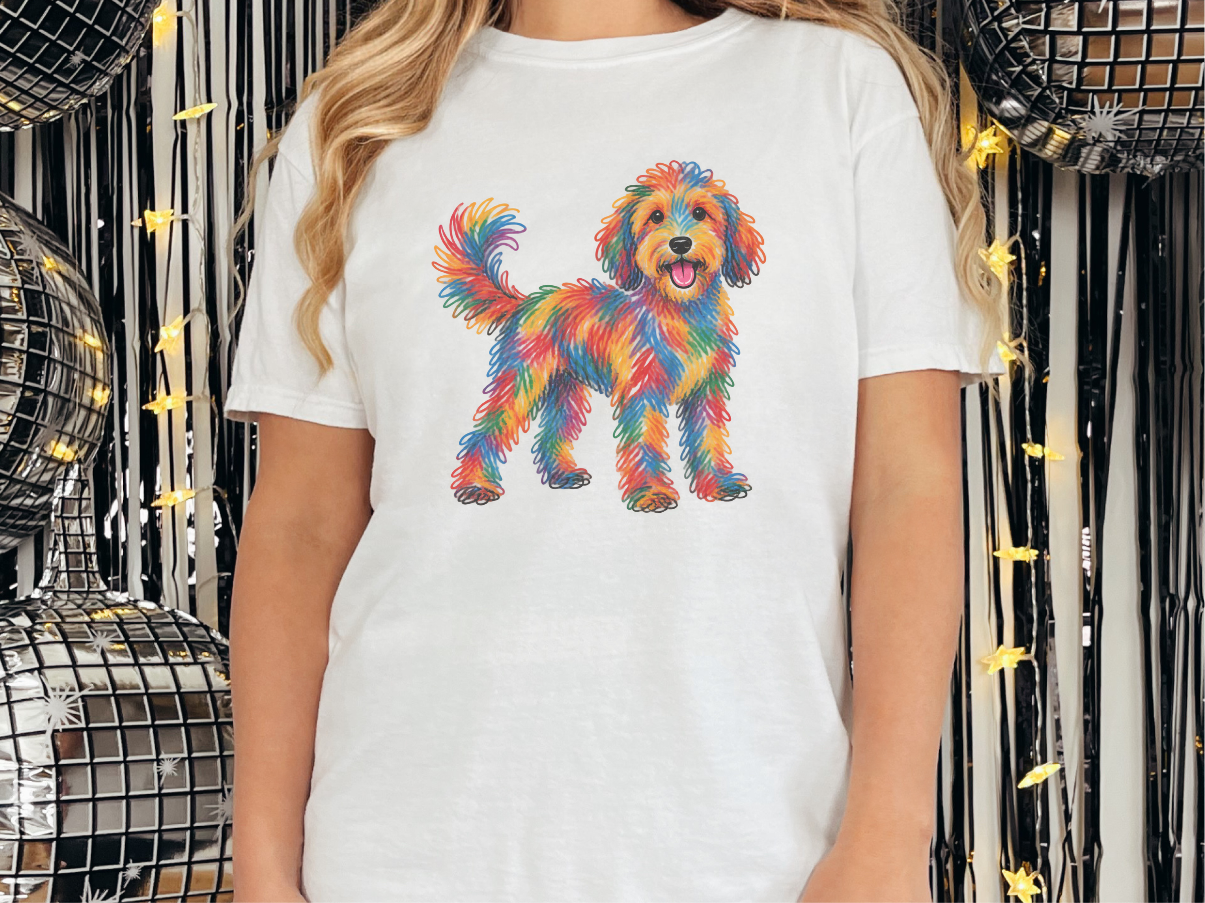Rainbow Scribble Goldendoodle Dog doodle dog shirt - photo 2