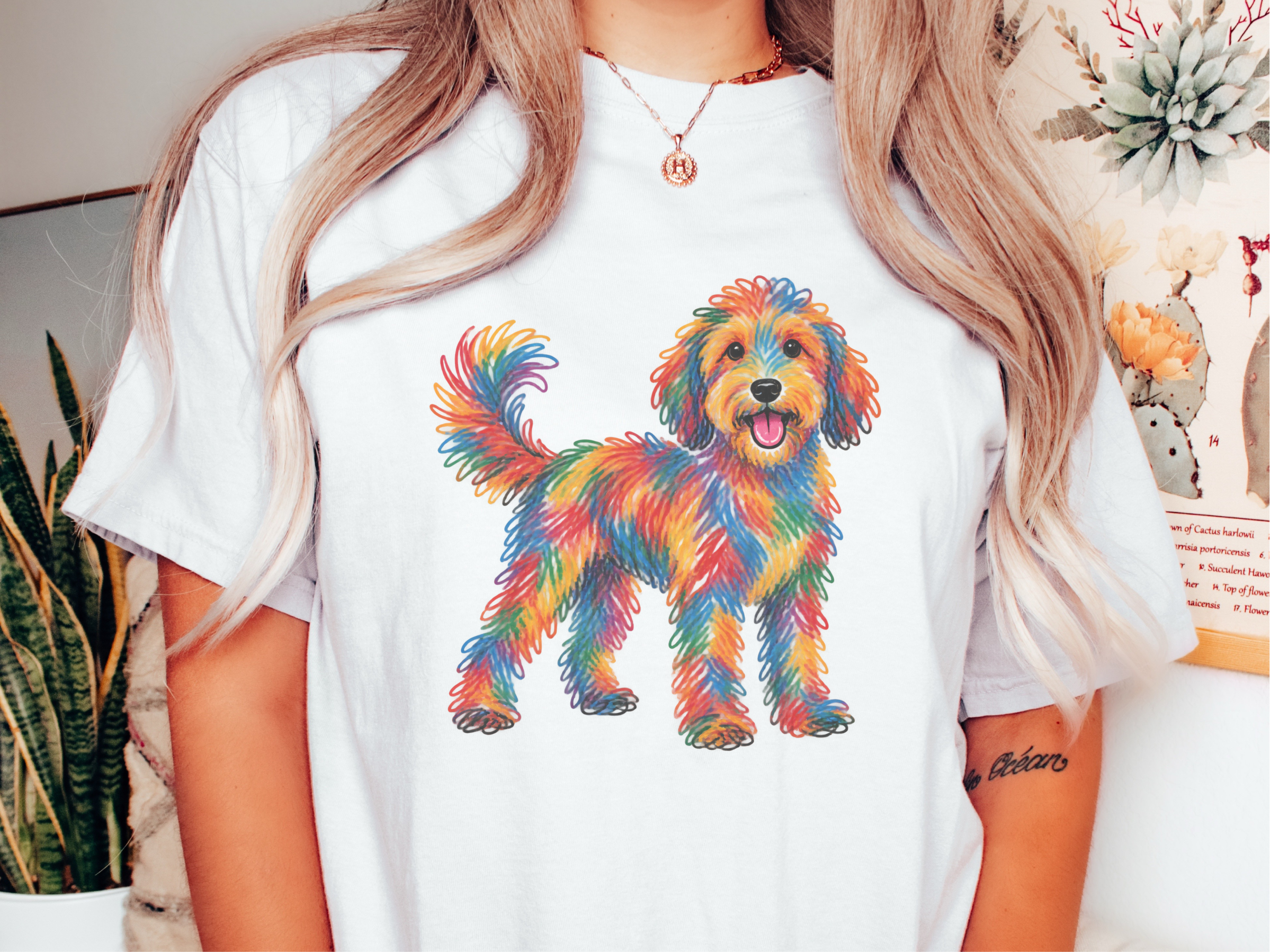 Rainbow Scribble Goldendoodle Dog doodle dog shirt - photo 1
