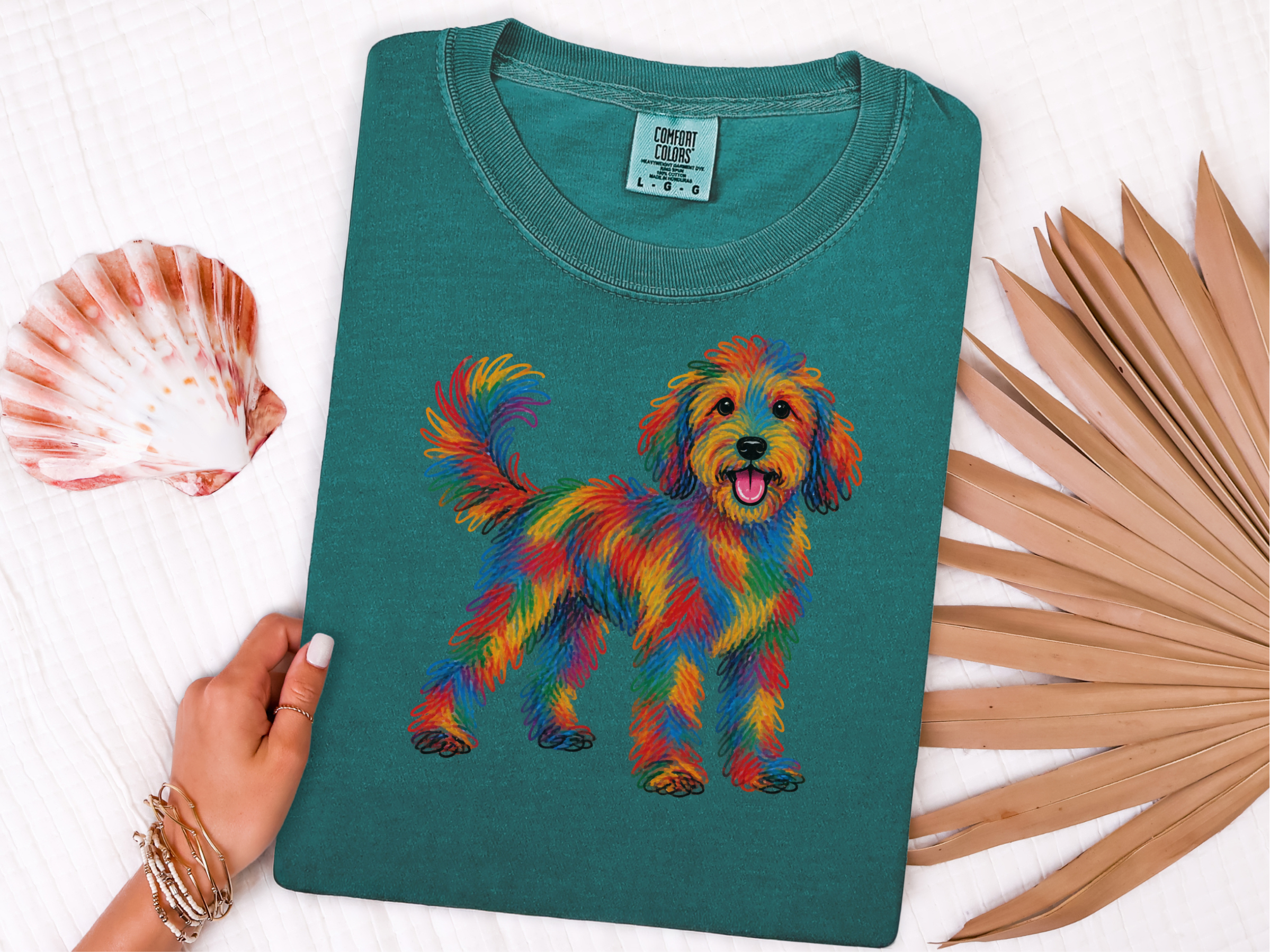 Rainbow Scribble Goldendoodle Dog doodle dog shirt - photo 8