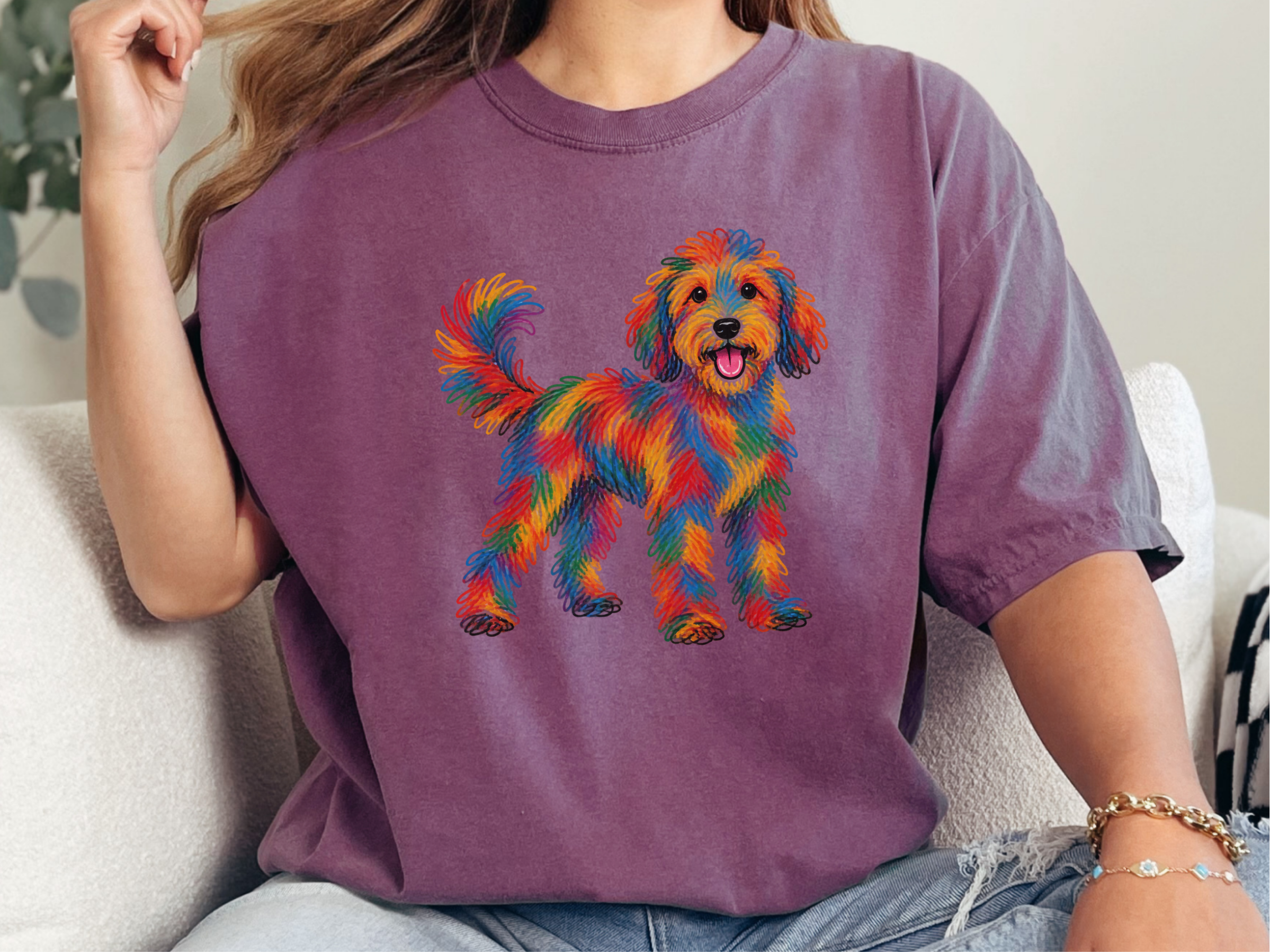 Rainbow Scribble Goldendoodle Dog doodle dog shirt - photo 5