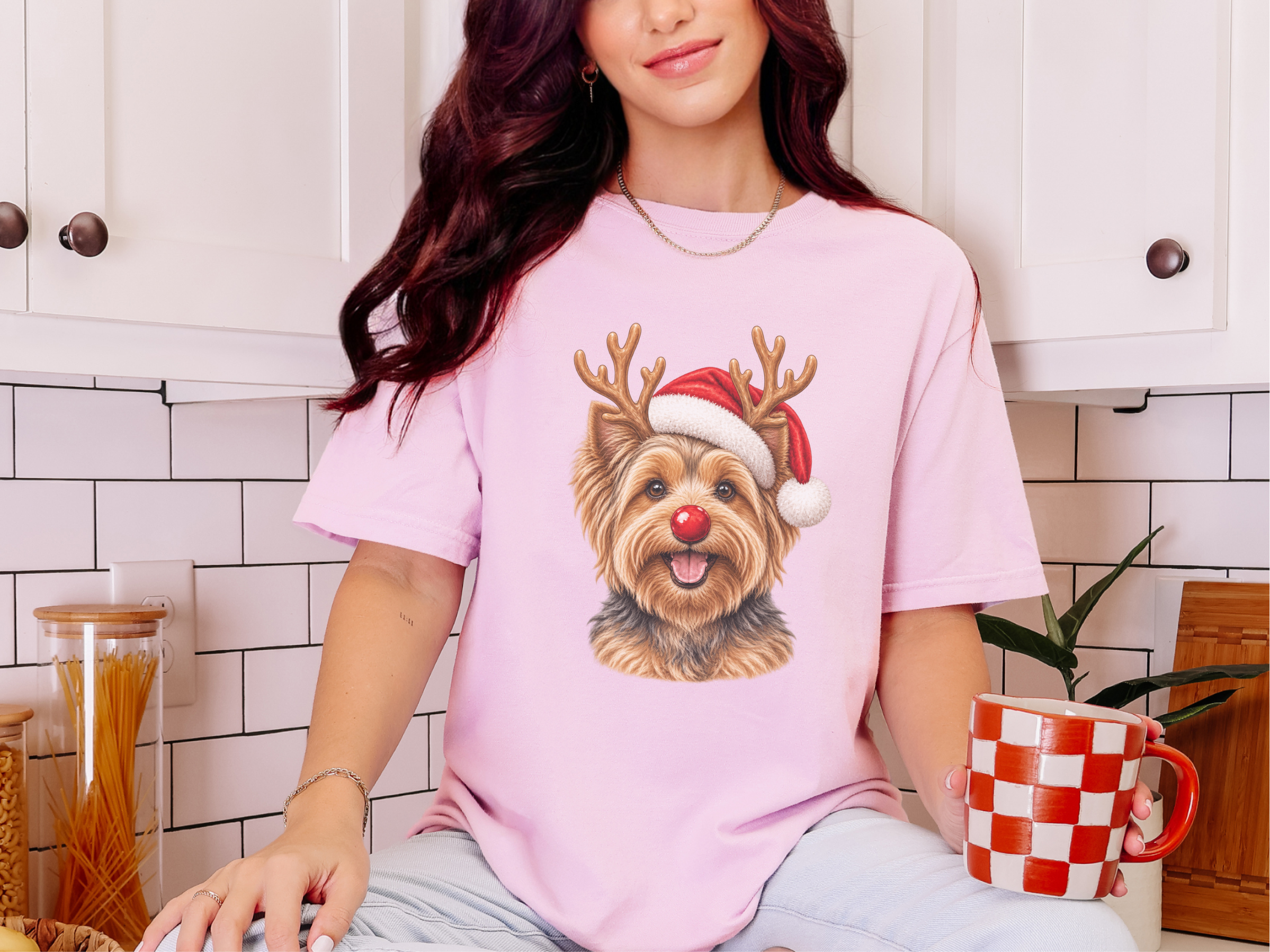 Yorkie Reindeer Santa Hat - photo 6