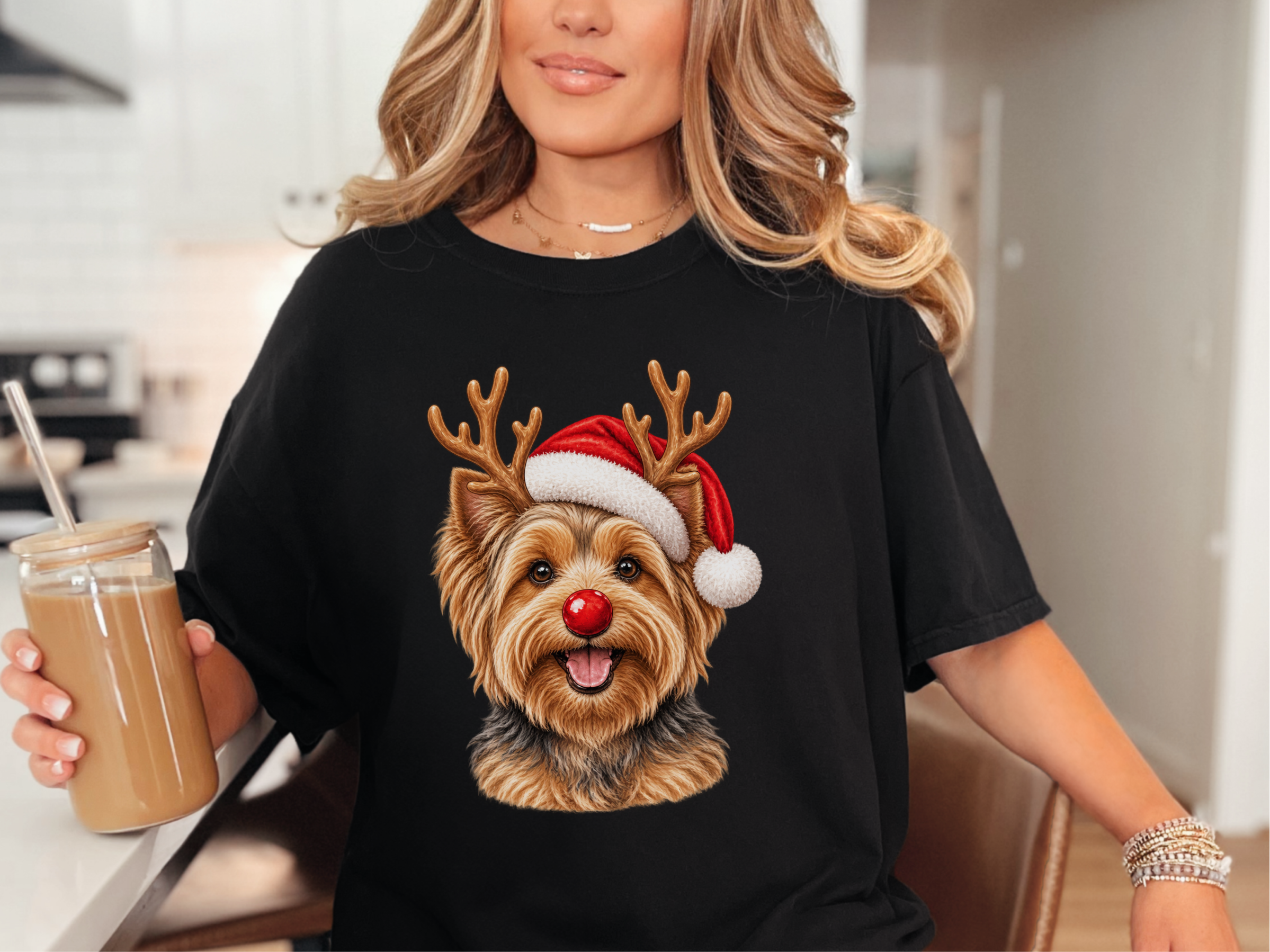 Yorkie Reindeer Santa Hat - photo 3