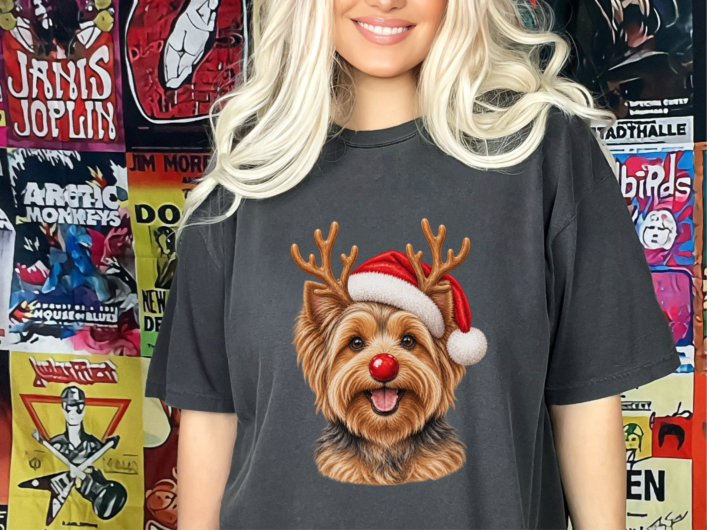 Yorkie Reindeer Santa Hat - photo 5