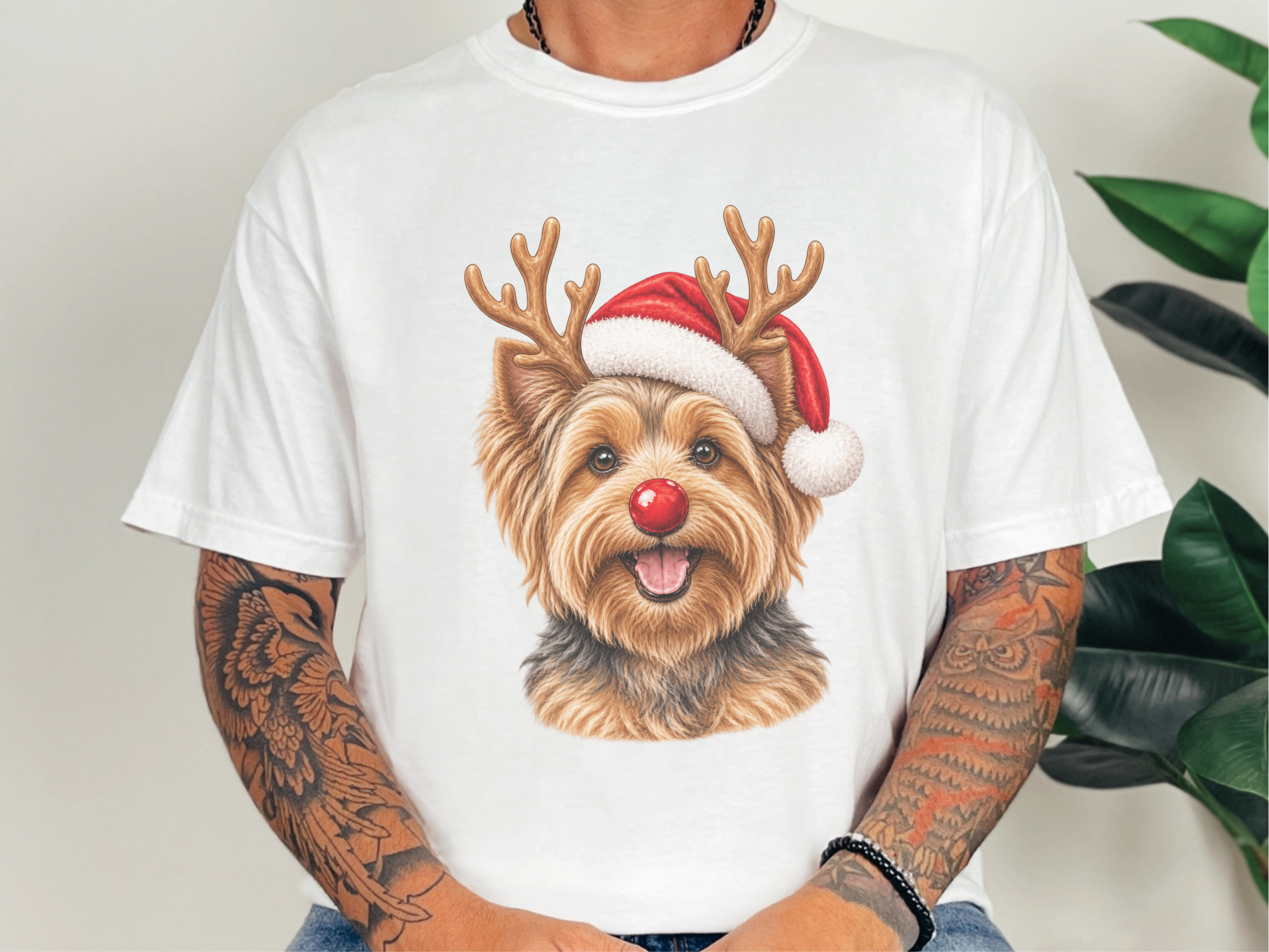 Yorkie Reindeer Santa Hat - photo 2