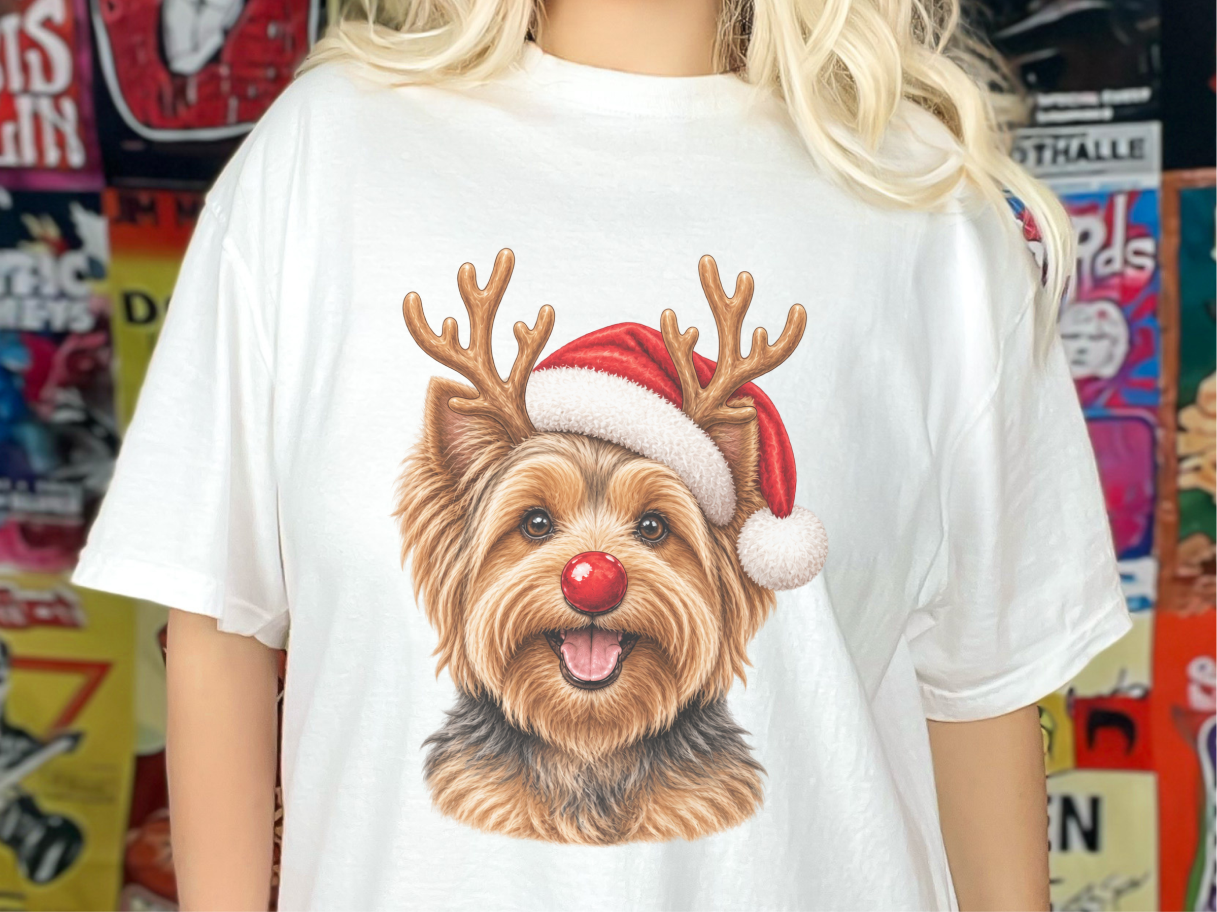 Yorkie Reindeer Santa Hat - photo 1