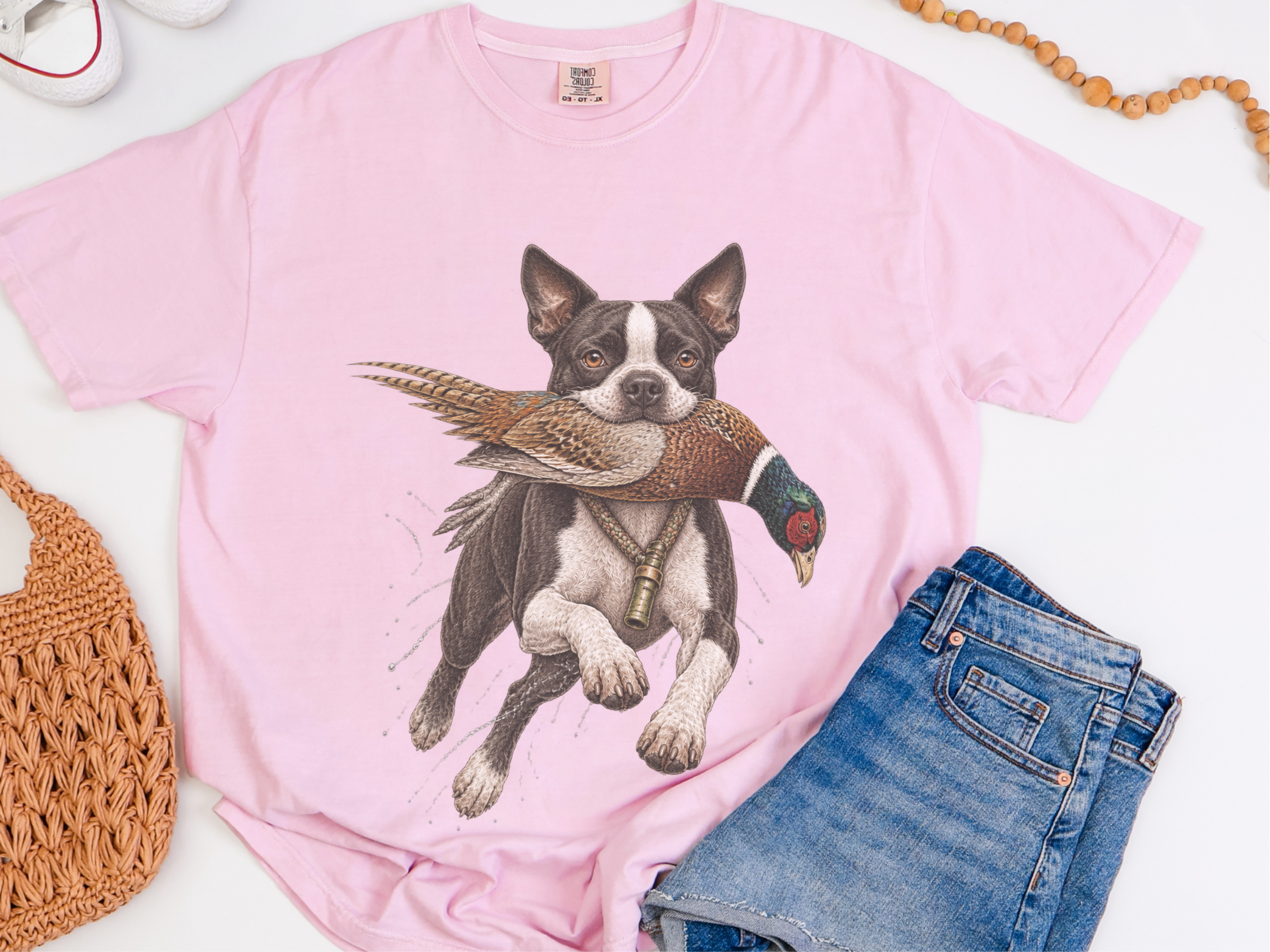 Boston Terrier Pheasant Hunter doodle dog shirt - photo 5