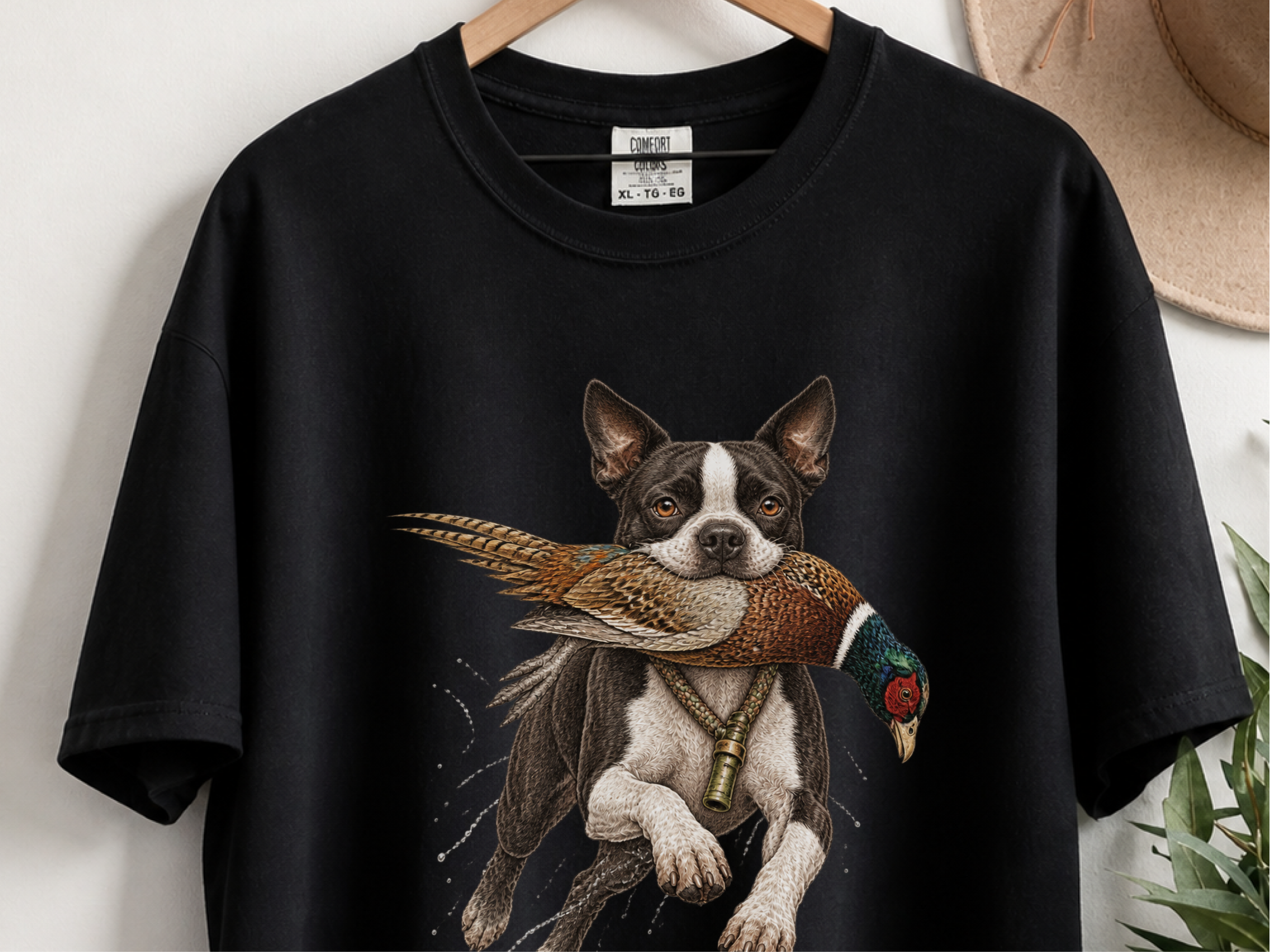 Boston Terrier Pheasant Hunter doodle dog shirt - photo 3