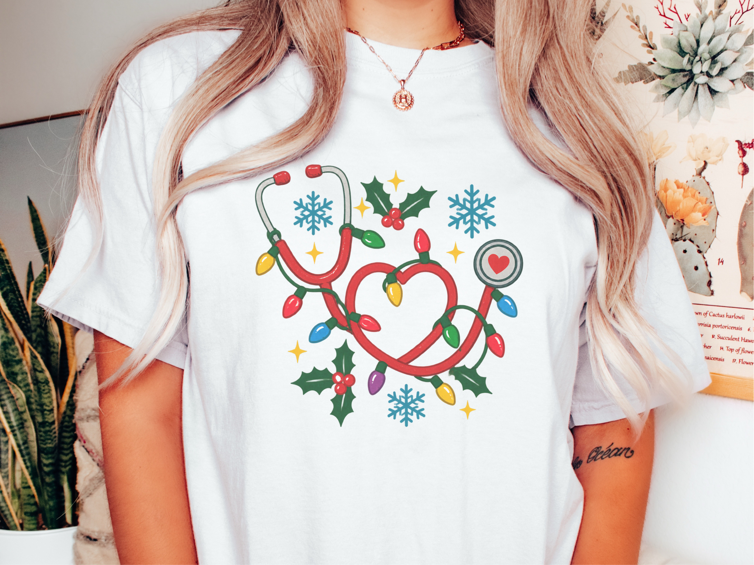 Christmas Stethoscope Heart Lights funny shirt - photo 1
