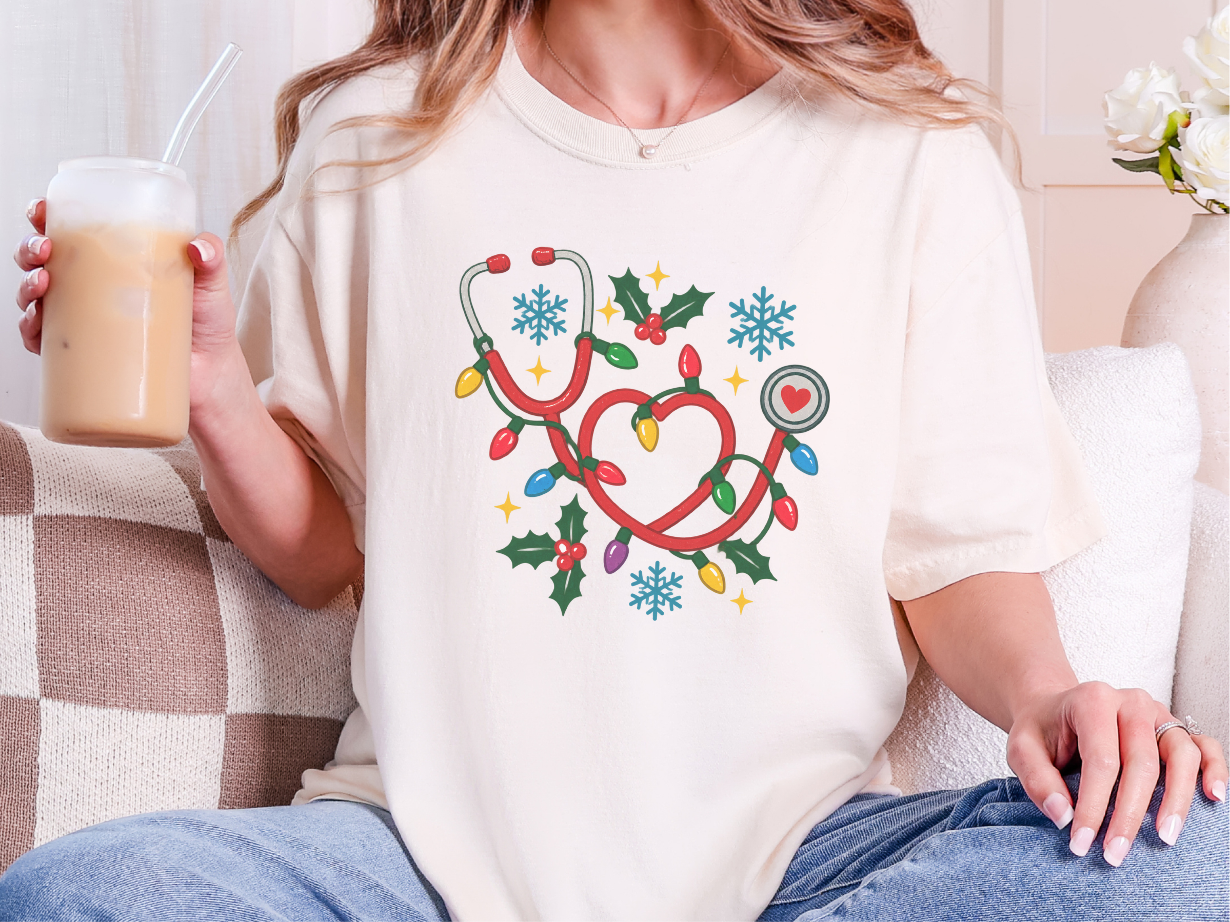 Christmas Stethoscope Heart Lights funny shirt - photo 8