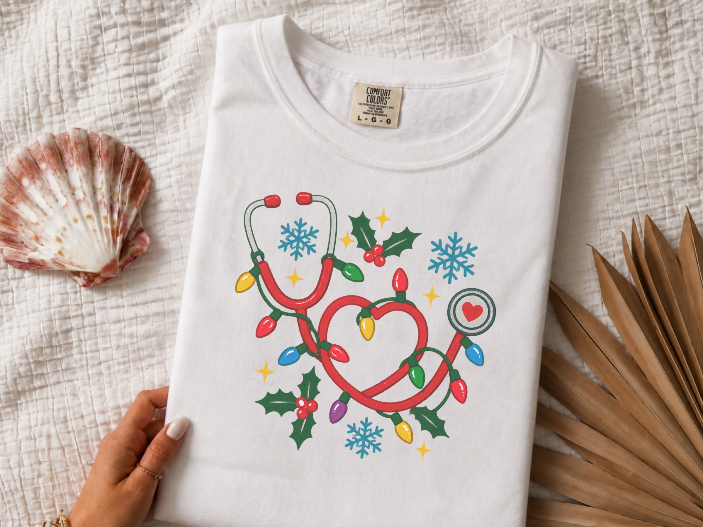 Christmas Stethoscope Heart Lights Nurse Shirt - Festive Medical Tee