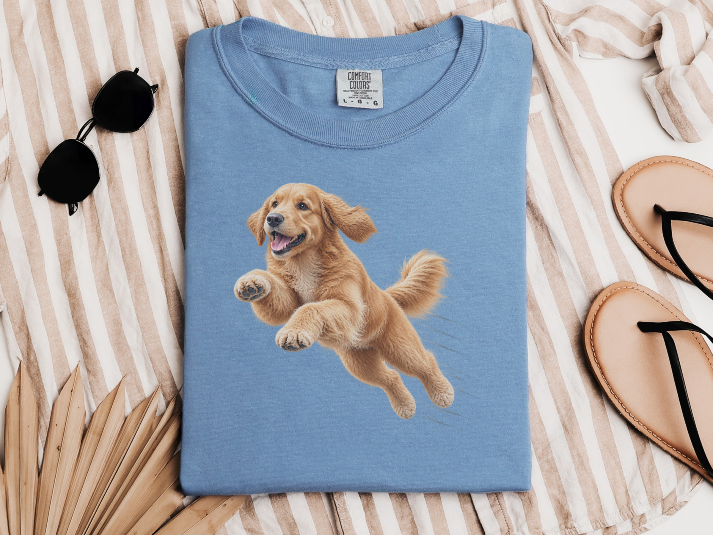 Leaping Golden Retriever Speed Lines doodle dog shirt - photo 5