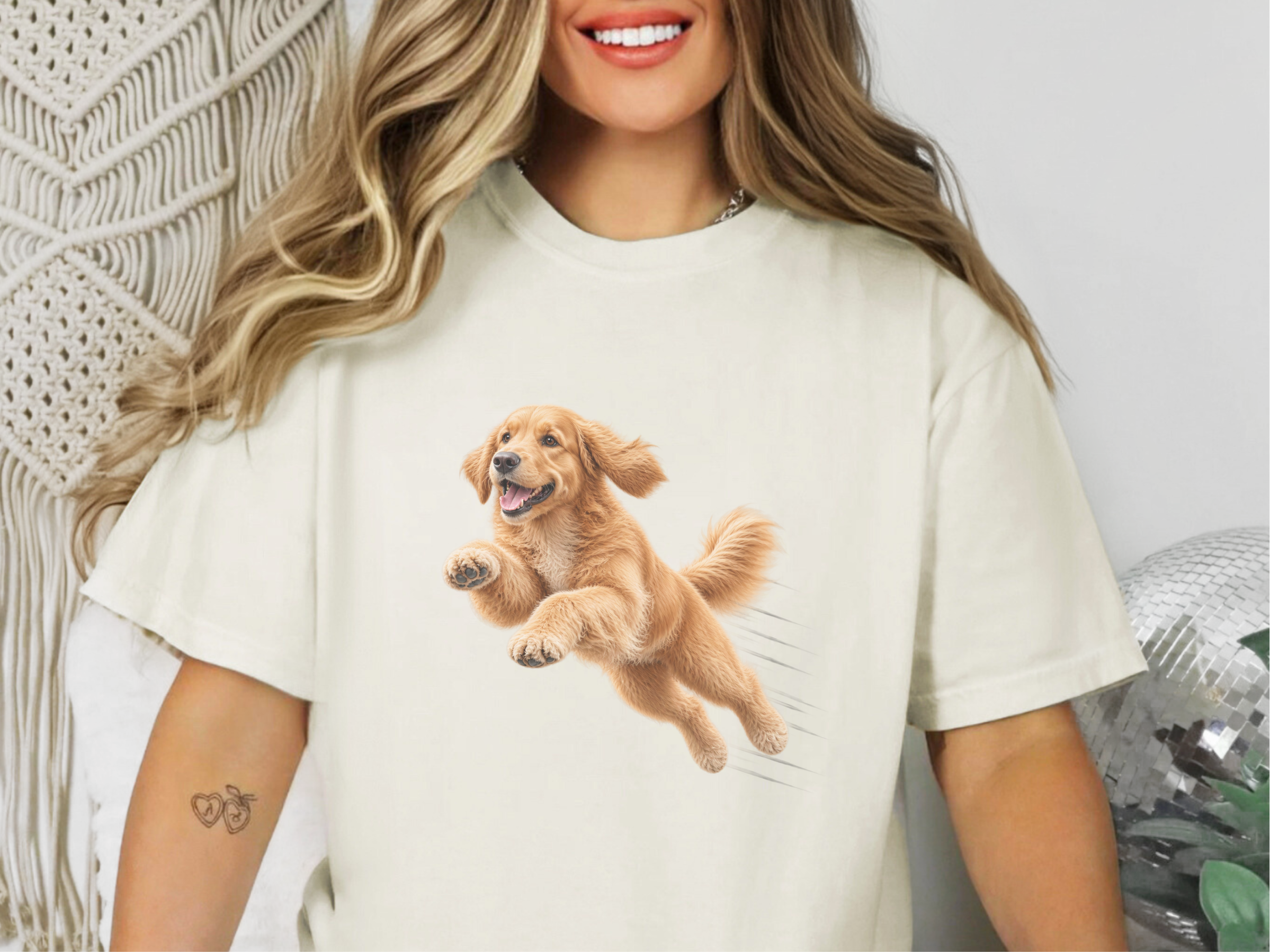 Leaping Golden Retriever Speed Lines doodle dog shirt - photo 7