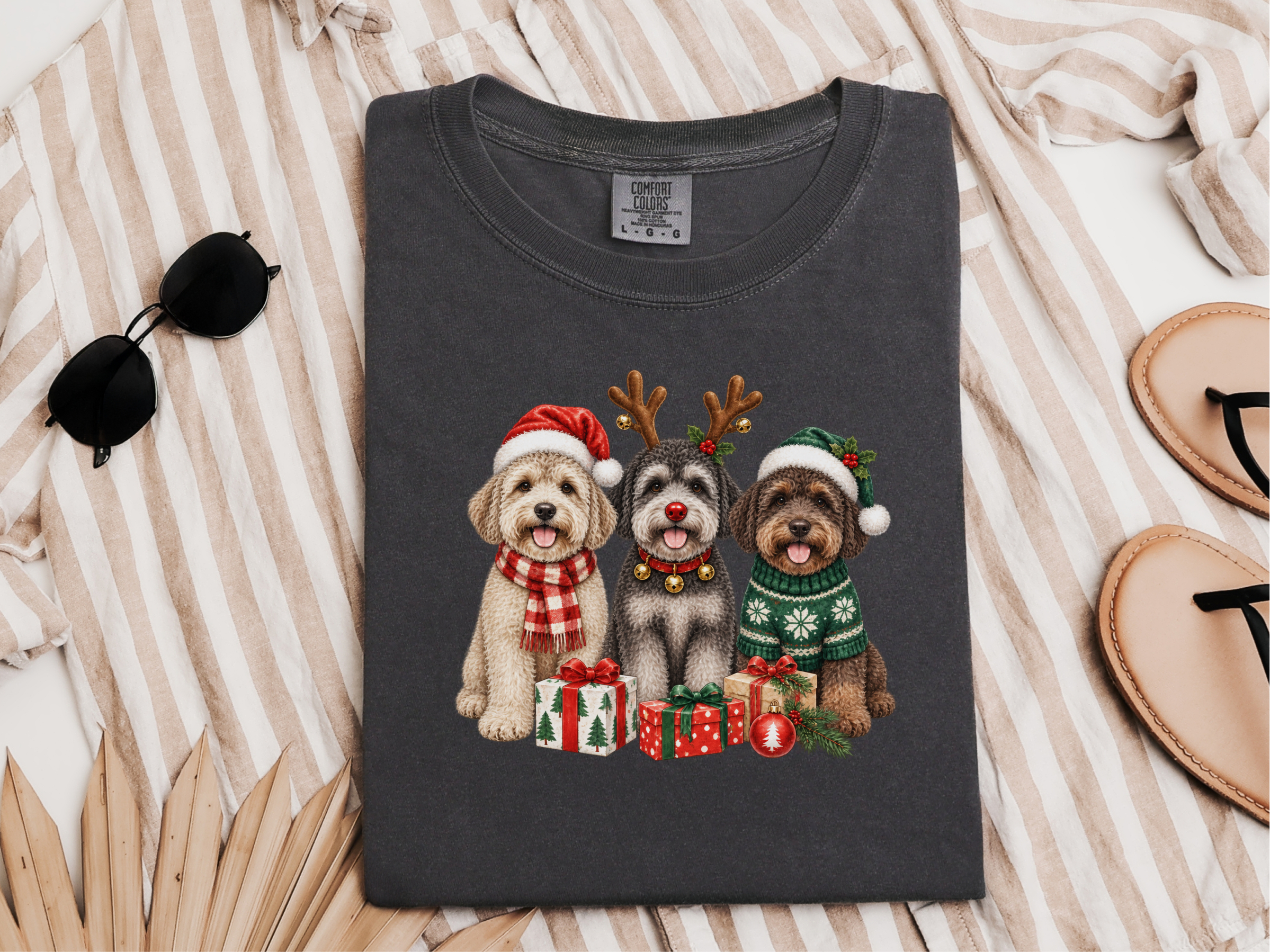 Christmas Schnoodle Dogs Trio