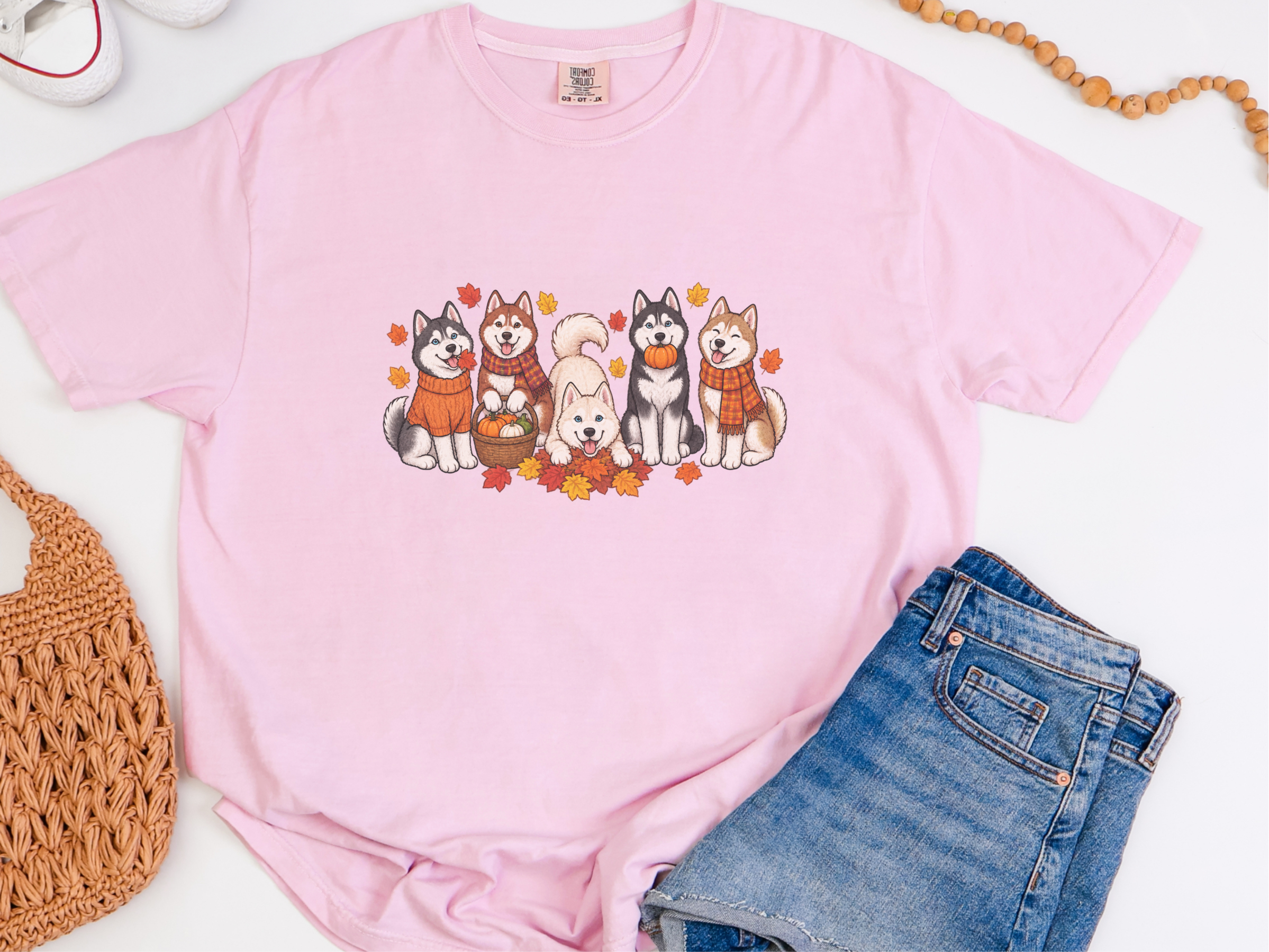 Autumn Huskies Fall Gathering doodle dog shirt - photo 6