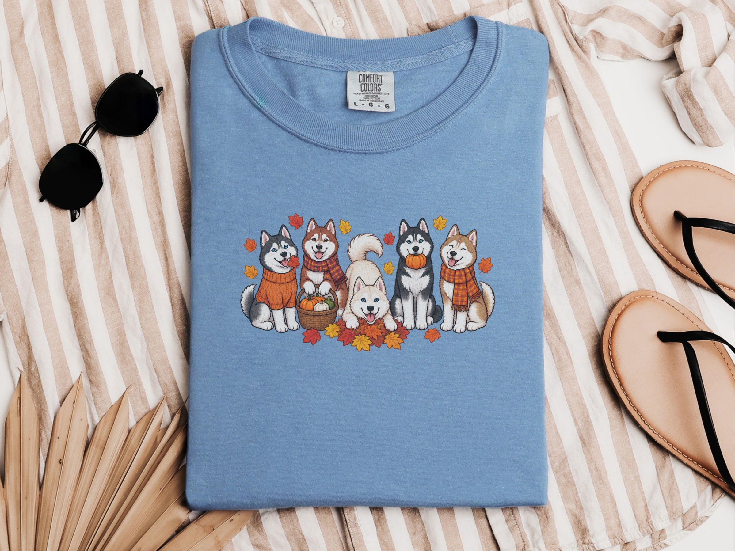 Autumn Huskies Fall Gathering doodle dog shirt - photo 8