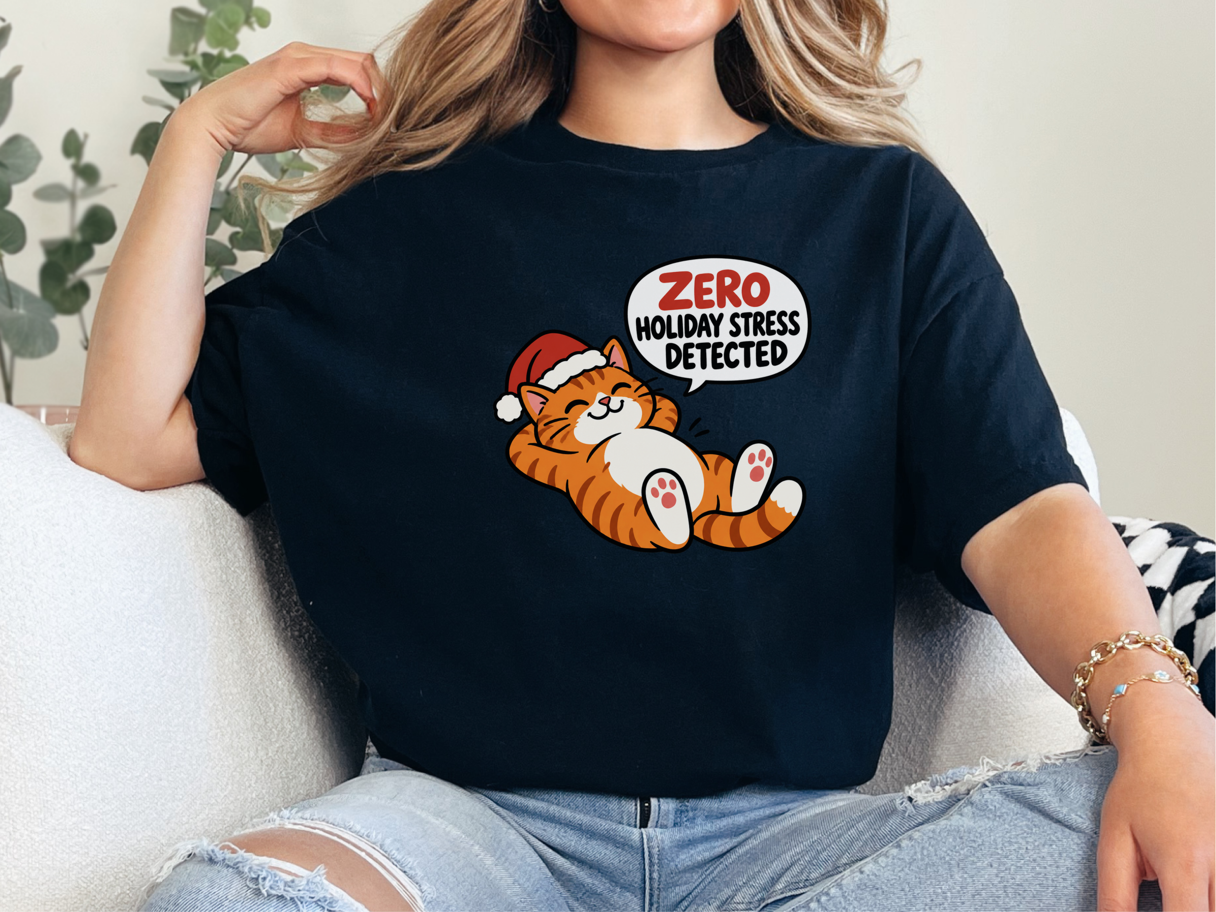 Zero Holiday Stress Cat funny shirt - photo 4