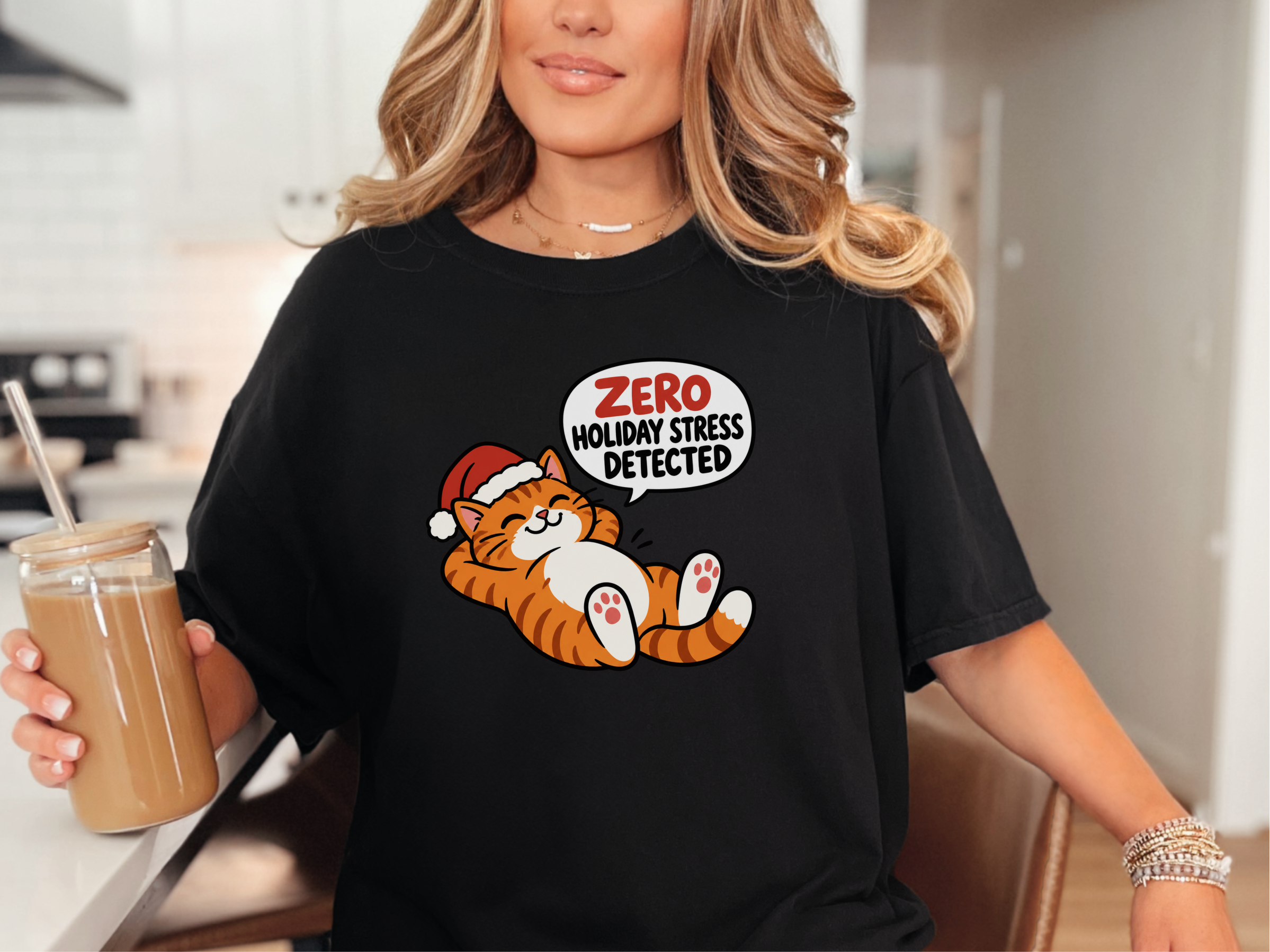 Zero Holiday Stress Cat funny shirt - photo 3