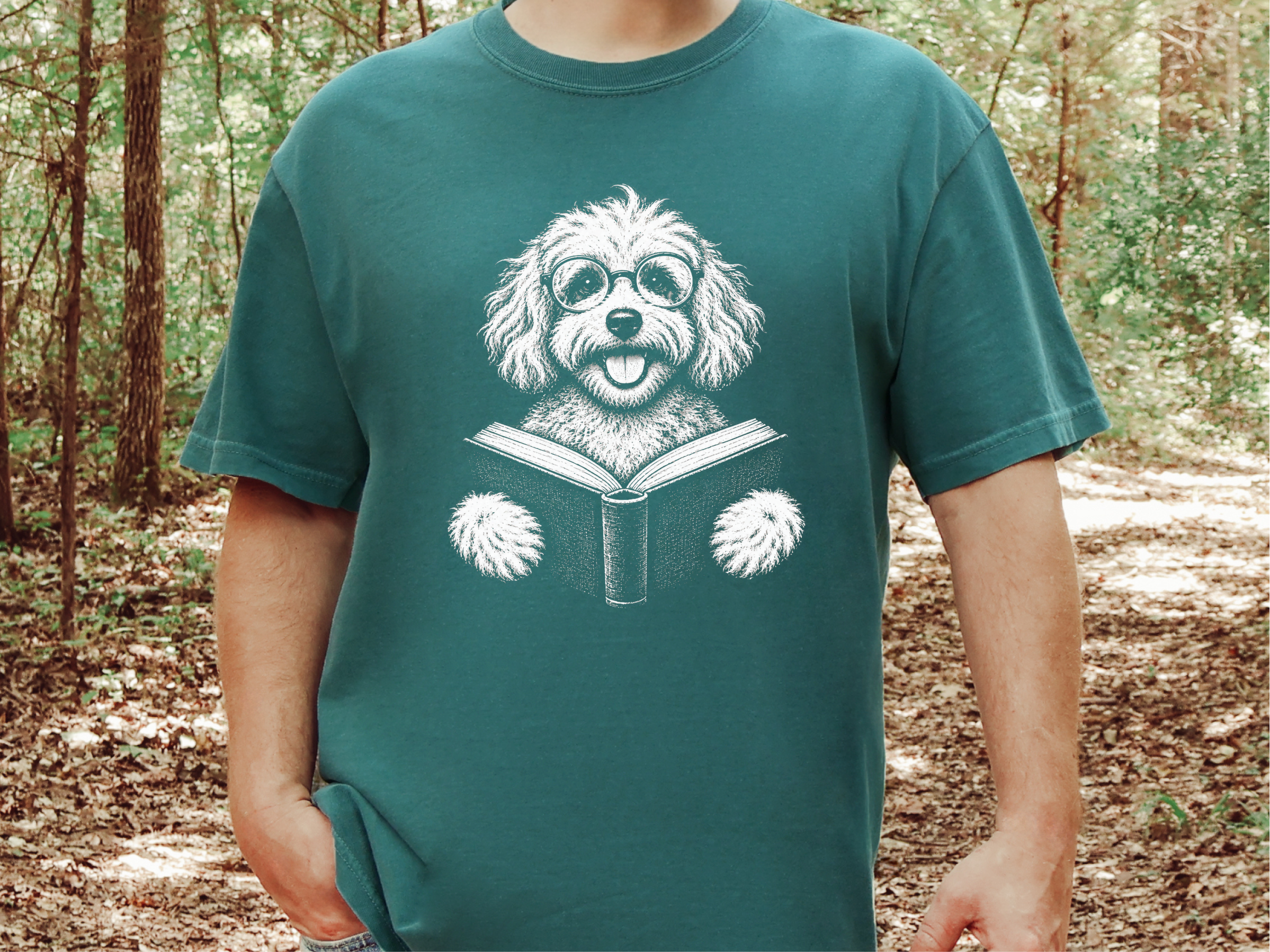 Reading Maltipoo With Glasses doodle dog shirt - photo 8