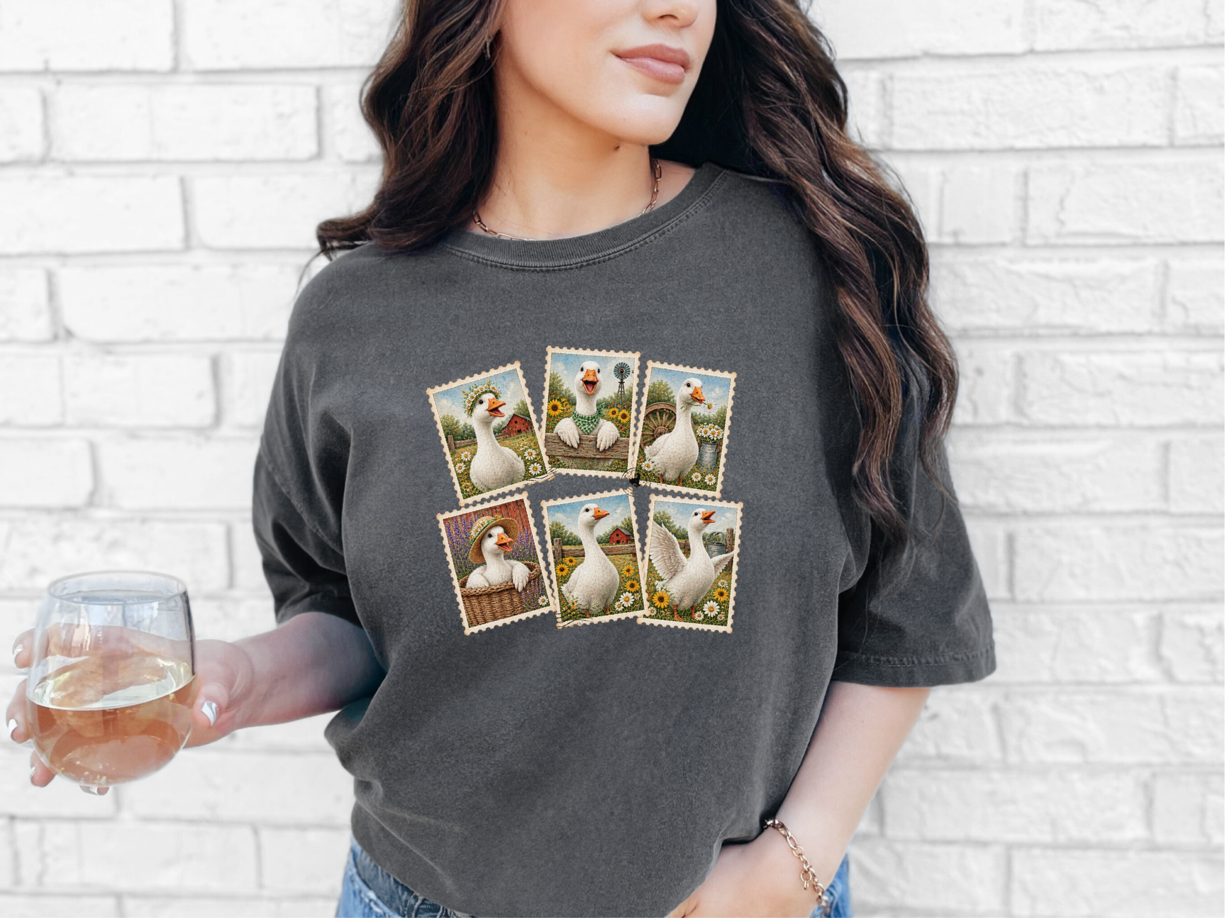 Vintage Goose Postage Stamps Collage funny shirt - photo 2