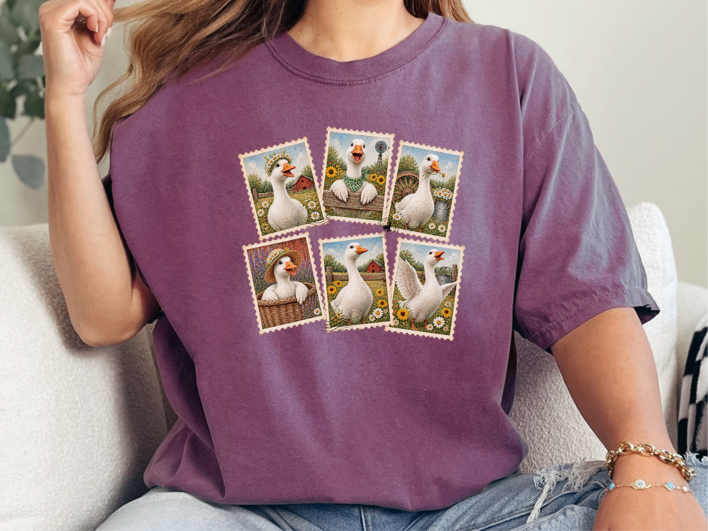 Vintage Goose Postage Stamps Collage funny shirt - photo 4
