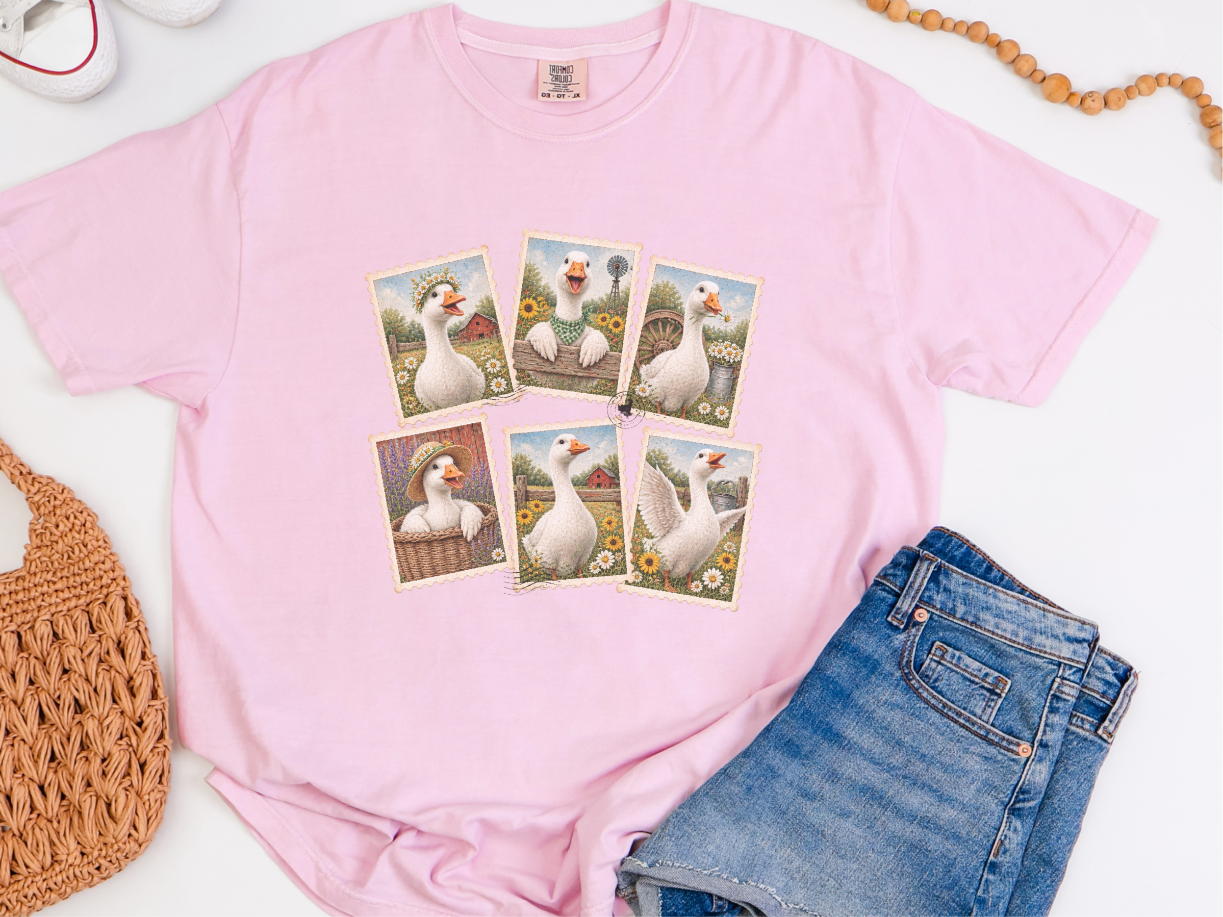 Vintage Goose Postage Stamps Collage funny shirt - photo 3