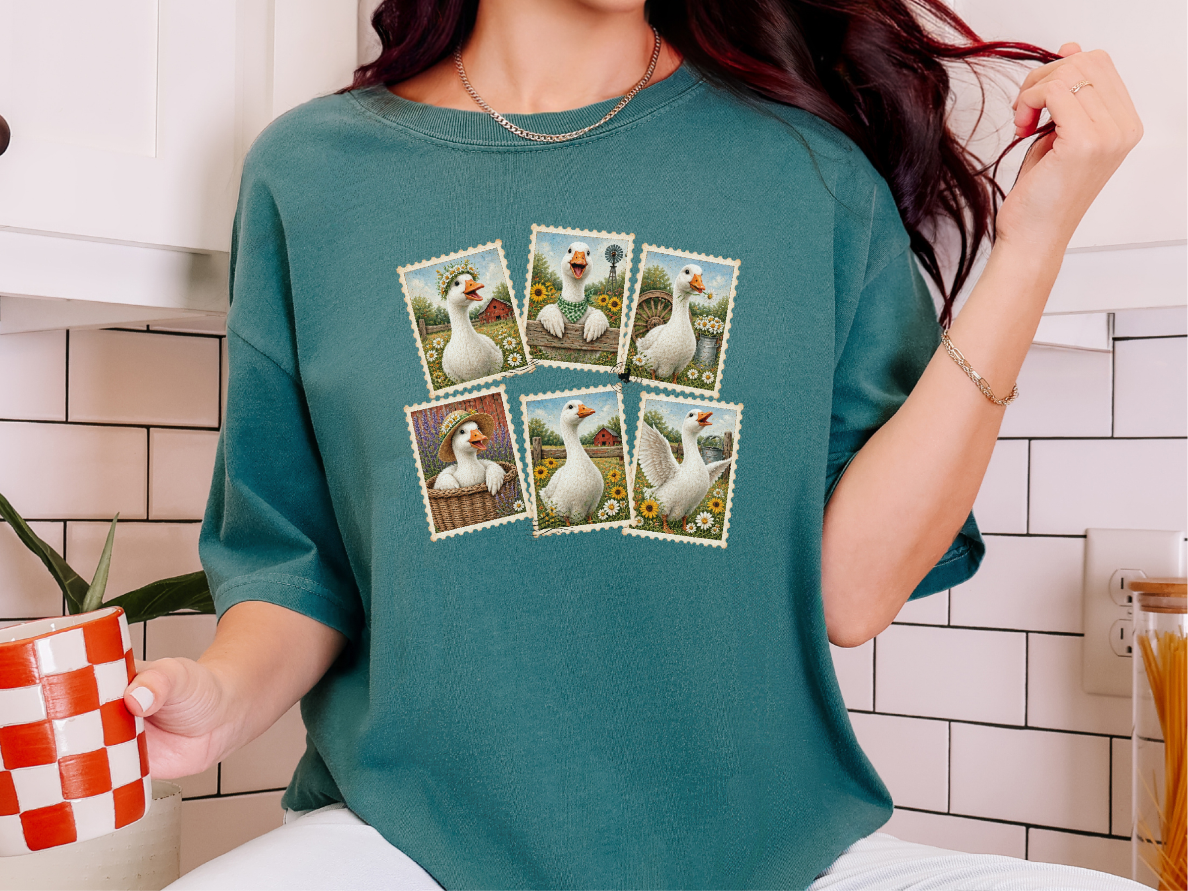 Vintage Goose Postage Stamps Collage funny shirt - photo 8