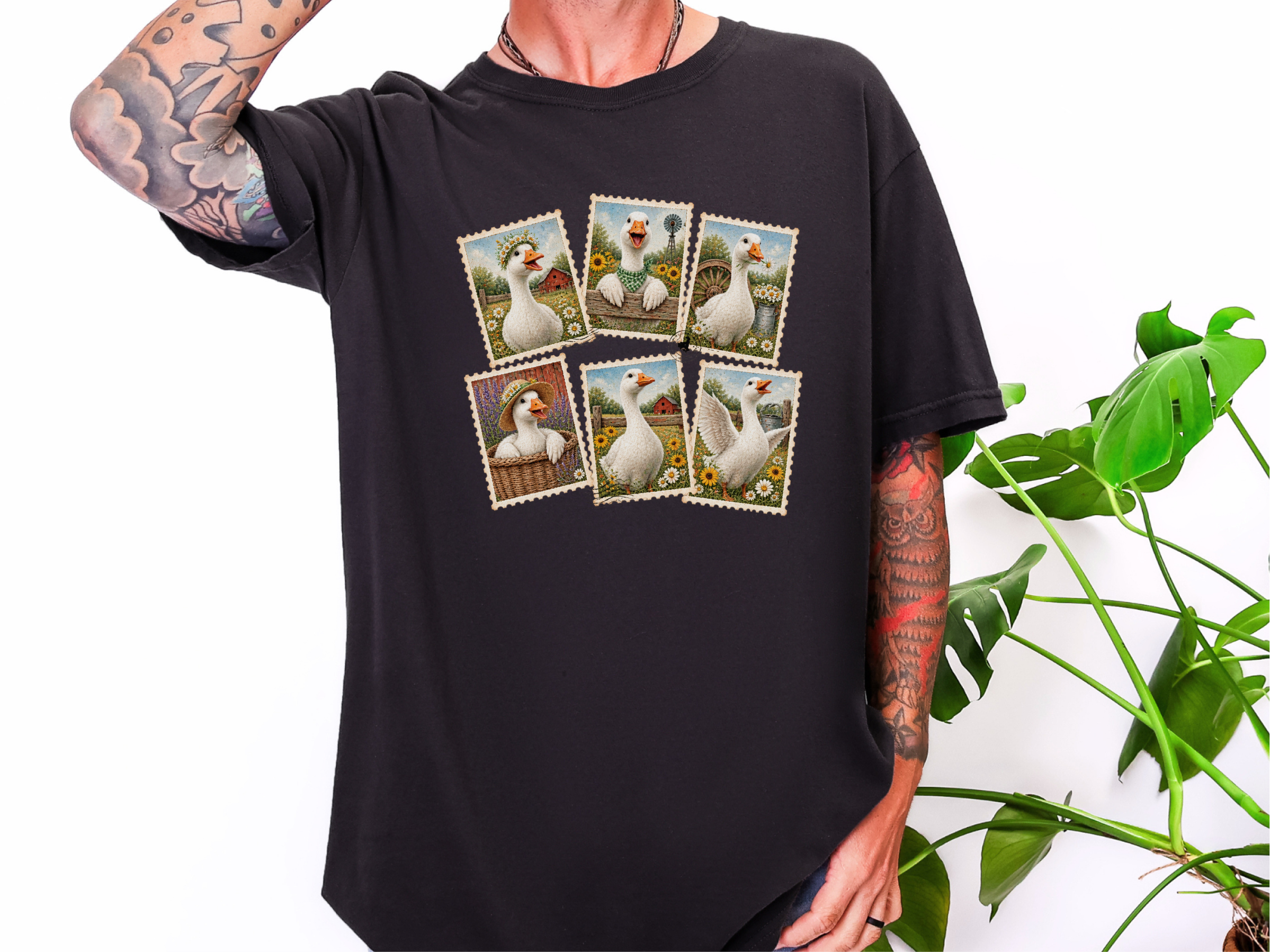Vintage Goose Postage Stamps Collage funny shirt - photo 1