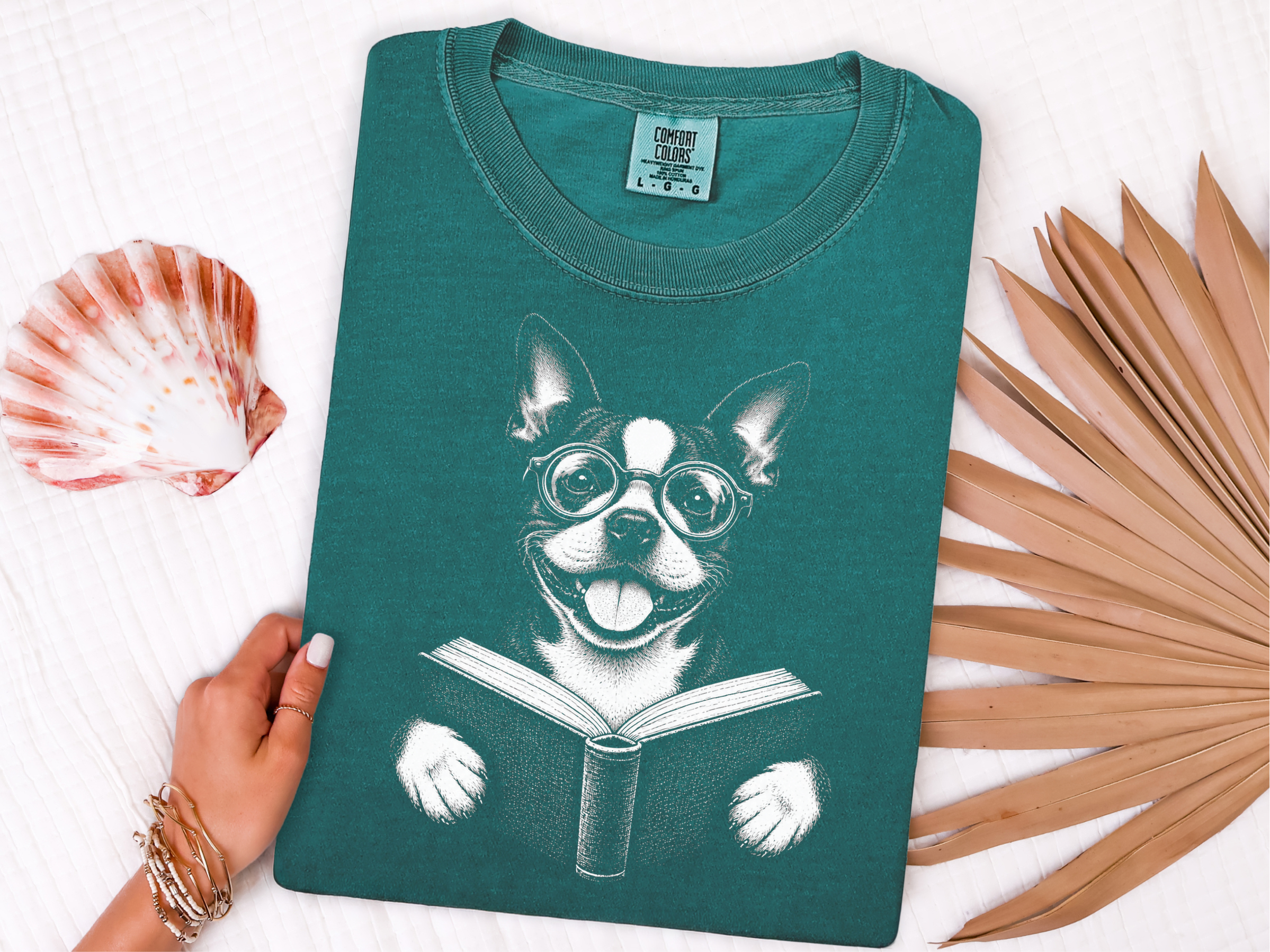 Boston Terrier Reading Book doodle dog shirt - photo 8