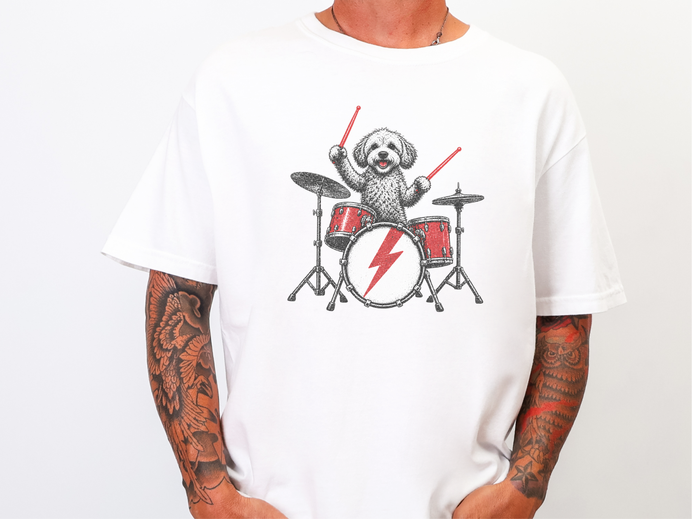 Maltipoo Drummer Rocker doodle dog shirt - photo 1