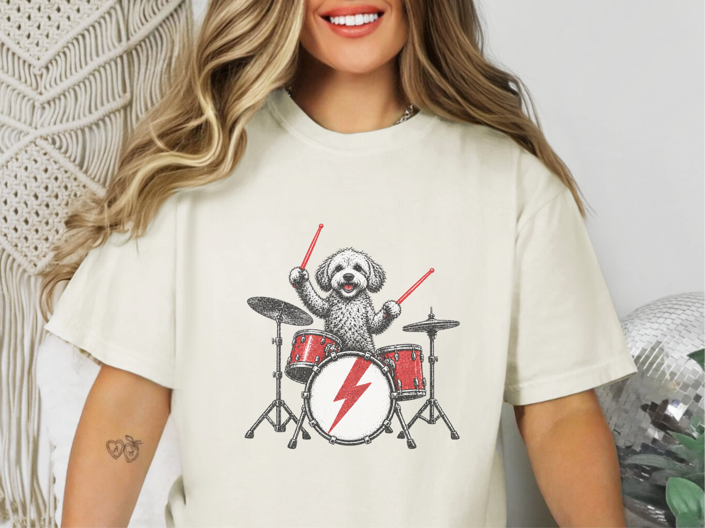 Maltipoo Drummer Rocker doodle dog shirt - photo 8