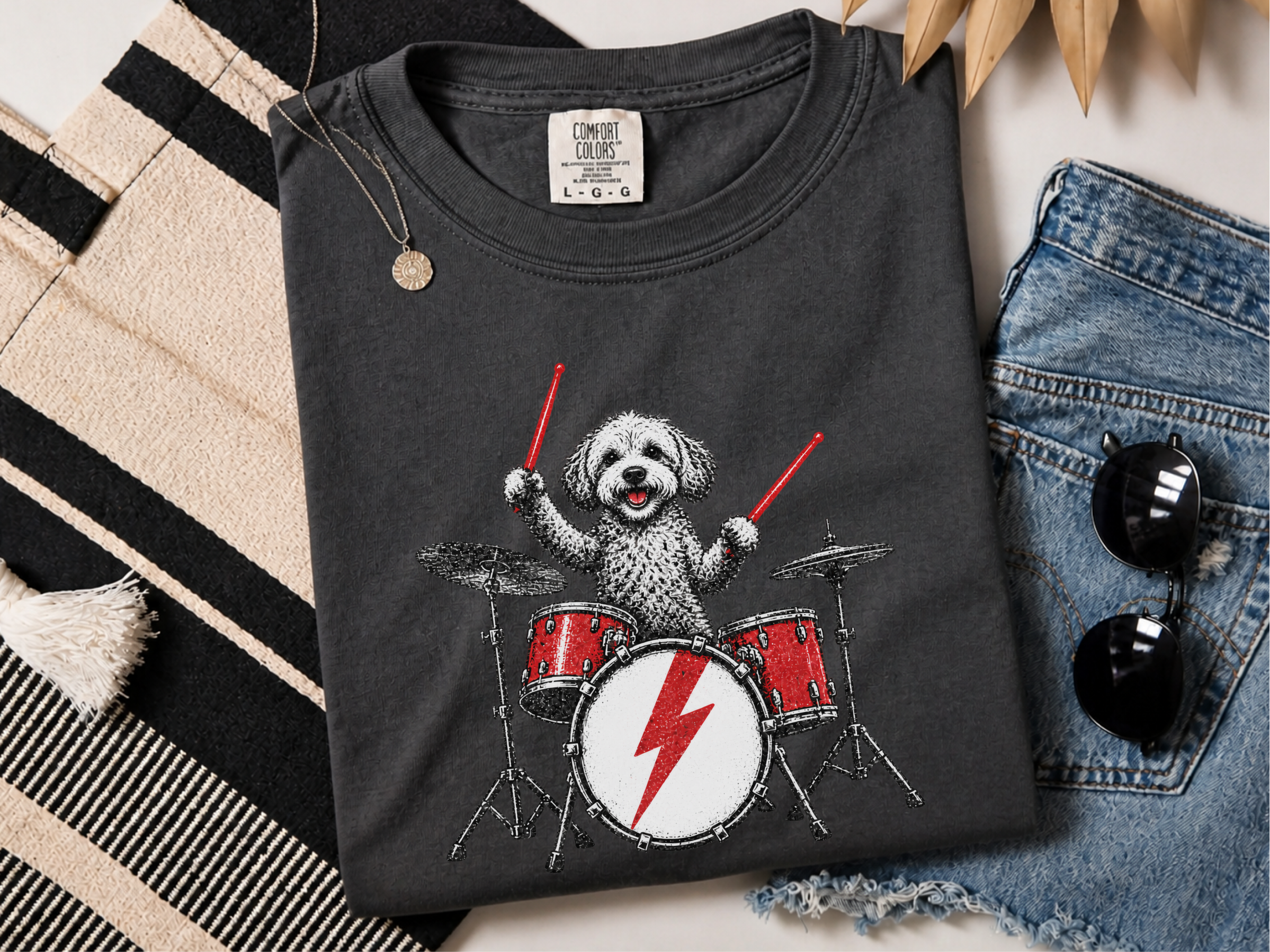Maltipoo Drummer Rocker doodle dog shirt - photo 4