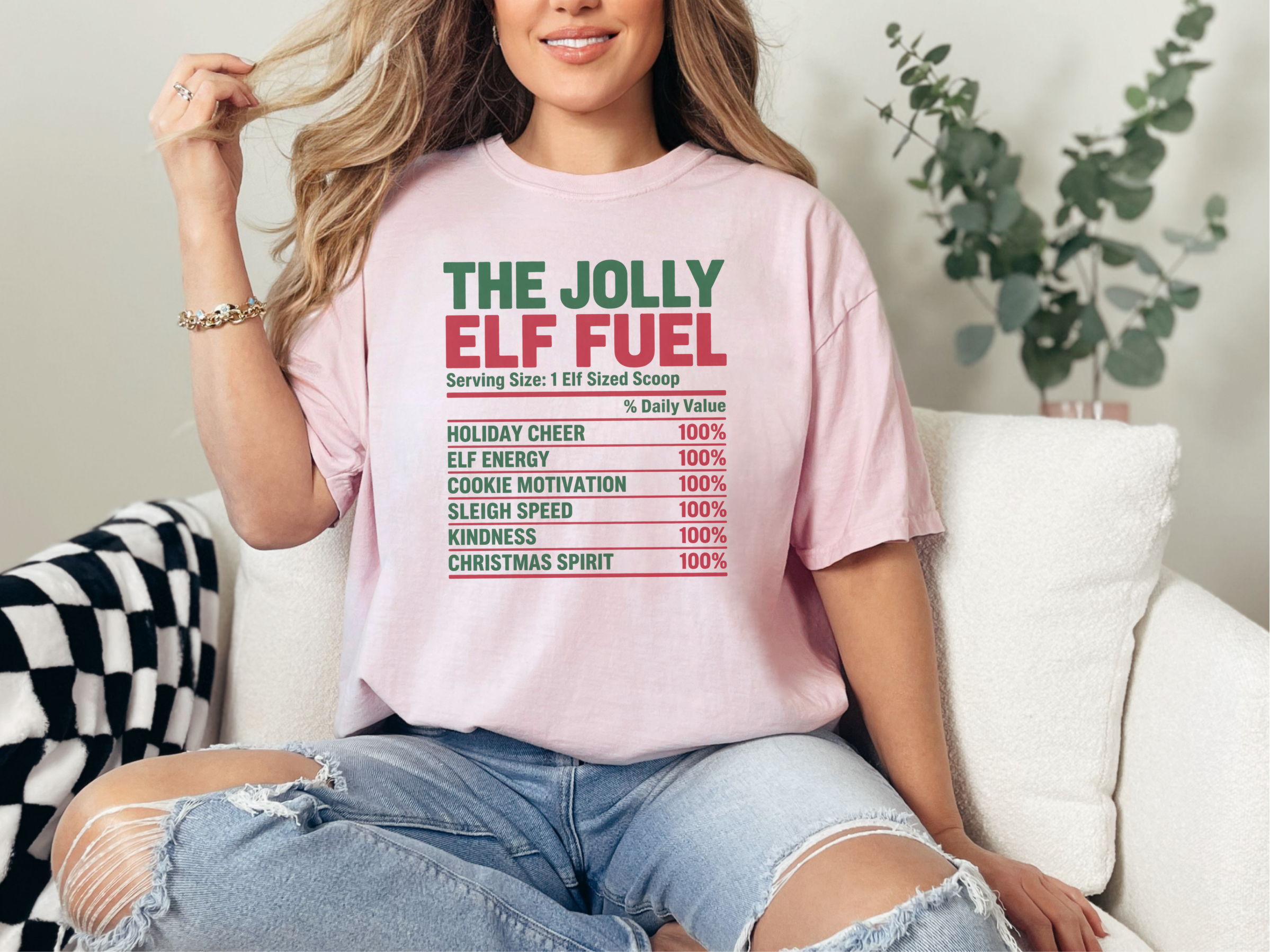Jolly Elf Fuel Nutrition Label Christmas Elf Shirt Group Tees