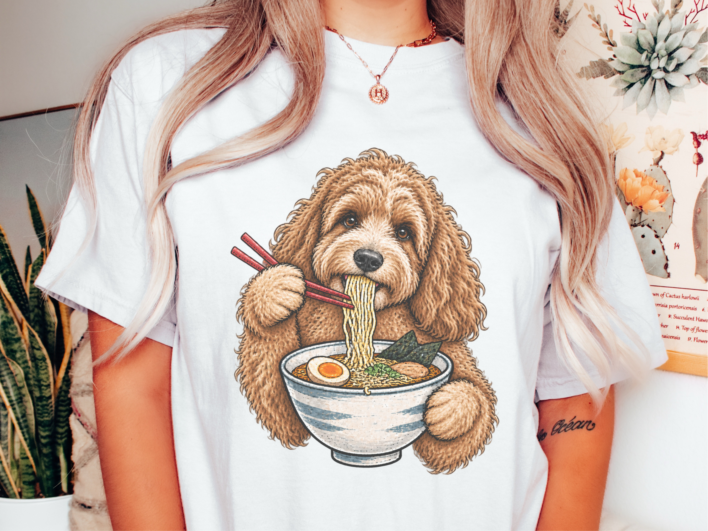 Cockapoo Eating Ramen Noodles doodle dog shirt - photo 1