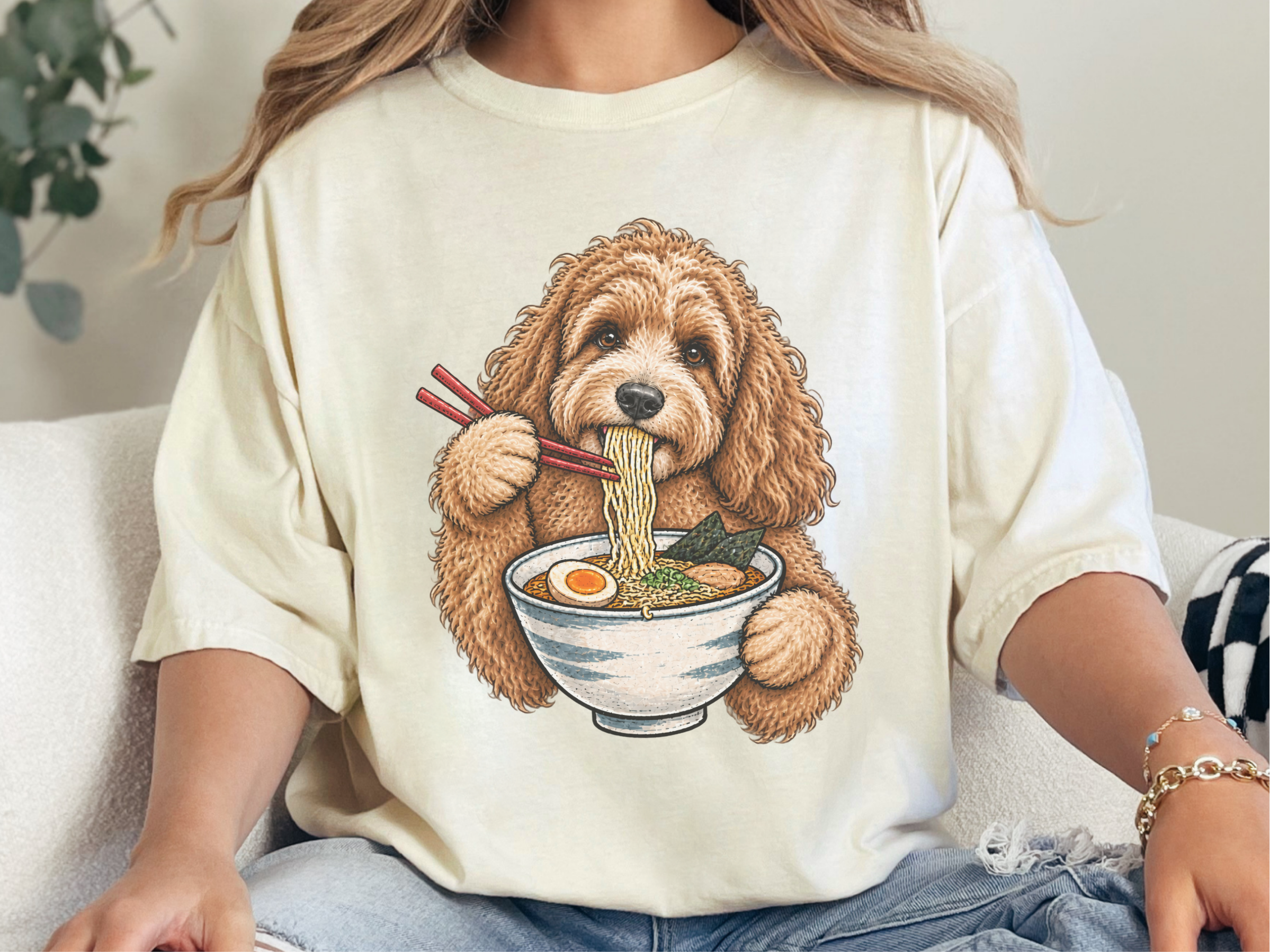 Cockapoo Eating Ramen Noodles doodle dog shirt - photo 8