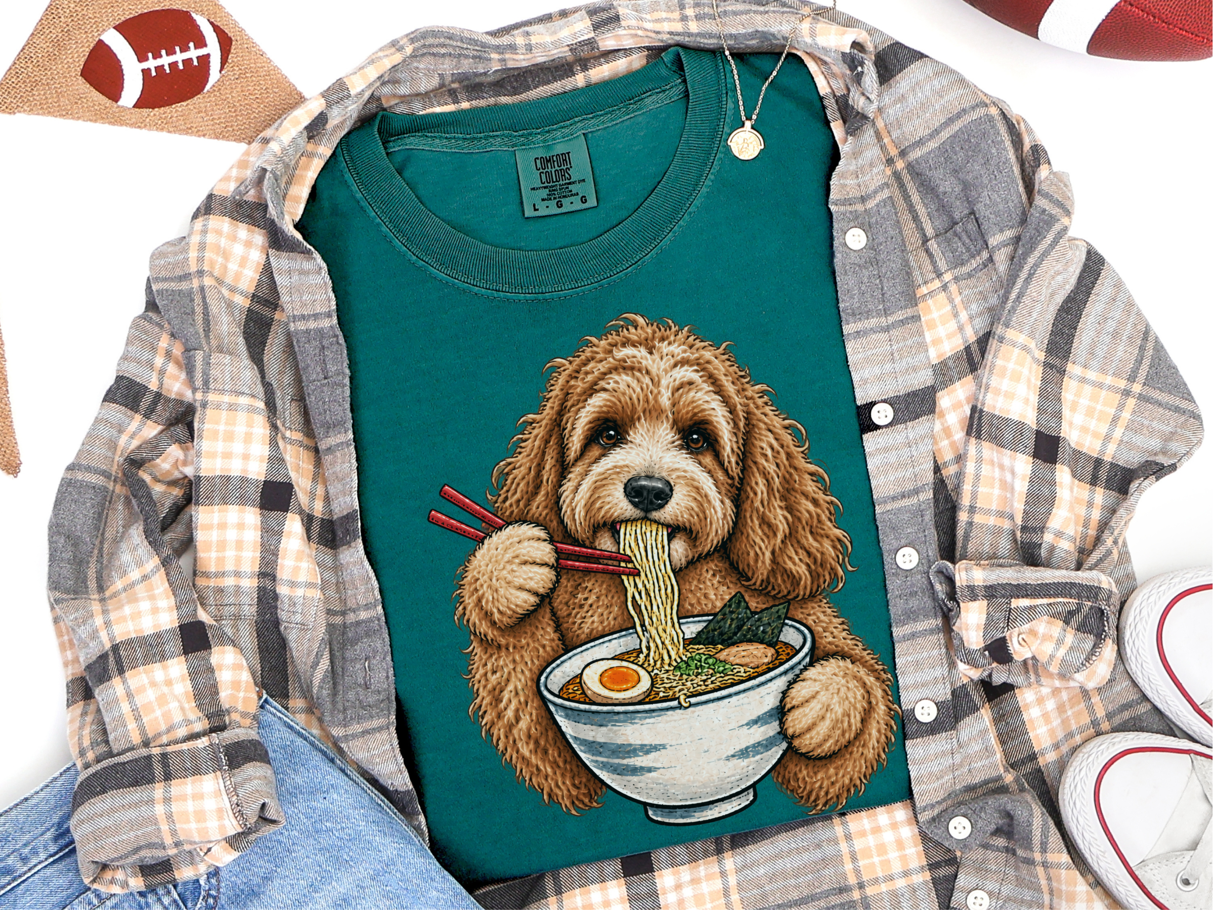 Cockapoo Eating Ramen Noodles doodle dog shirt - photo 7