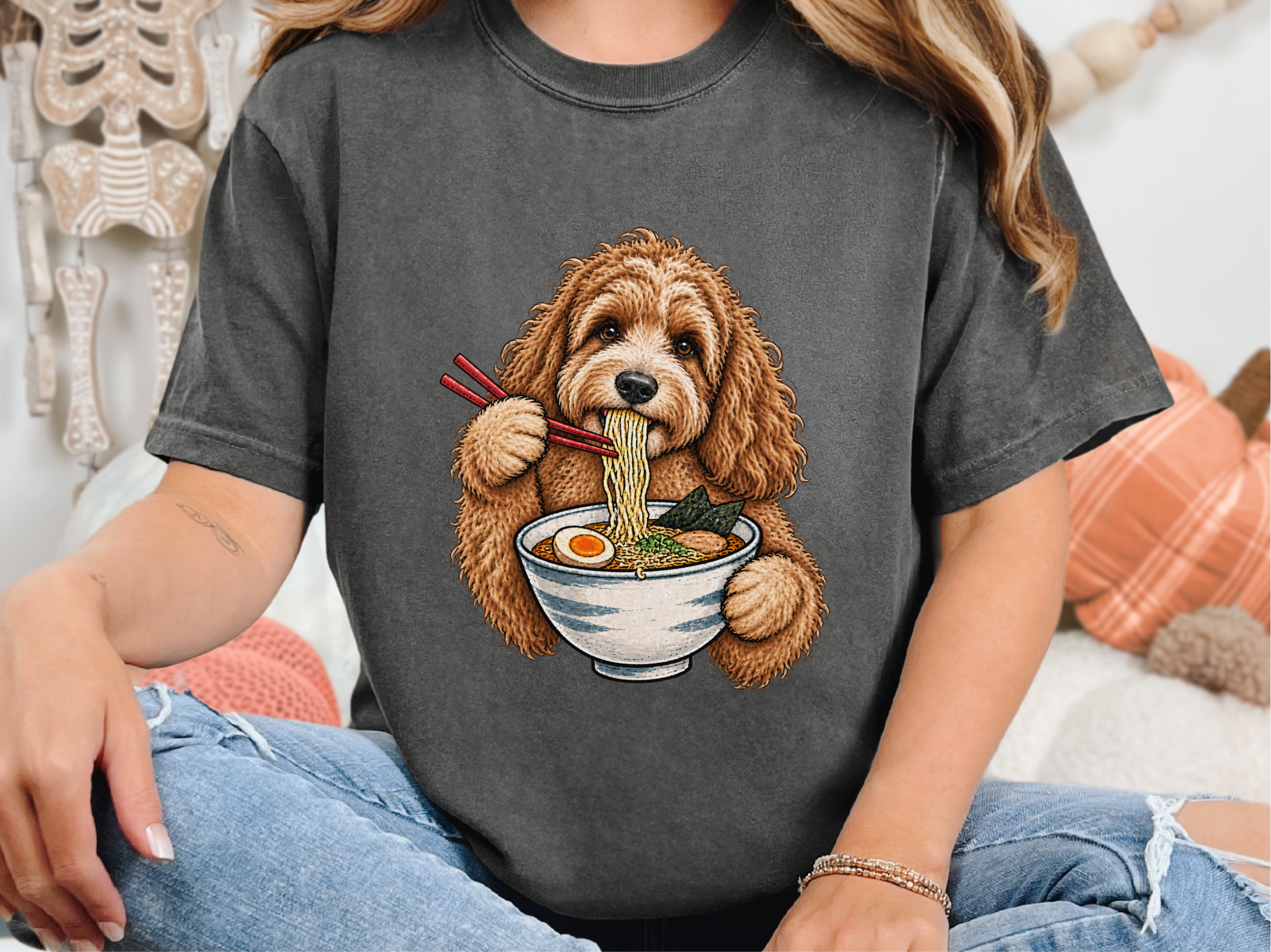 Cockapoo Eating Ramen Noodles doodle dog shirt - photo 4