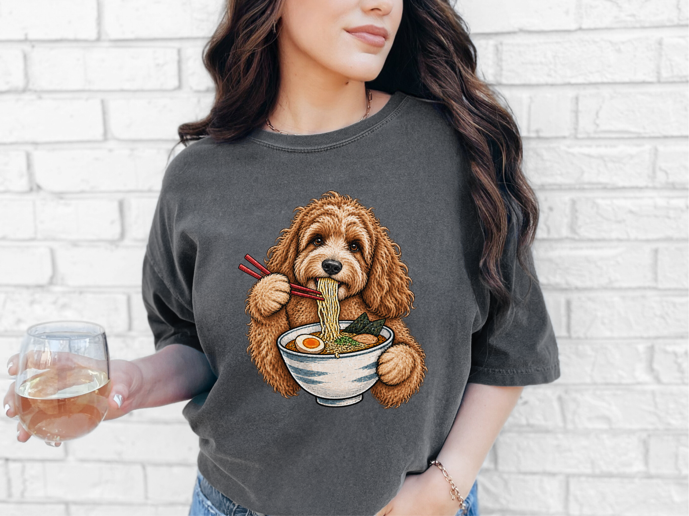 Cockapoo Eating Ramen Noodles doodle dog shirt - photo 5