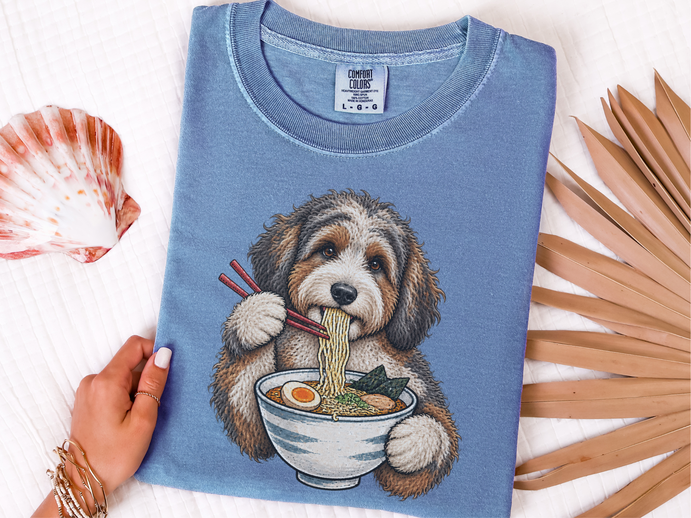 Aussiedoodle Eating Ramen Noodles doodle dog shirt - photo 7